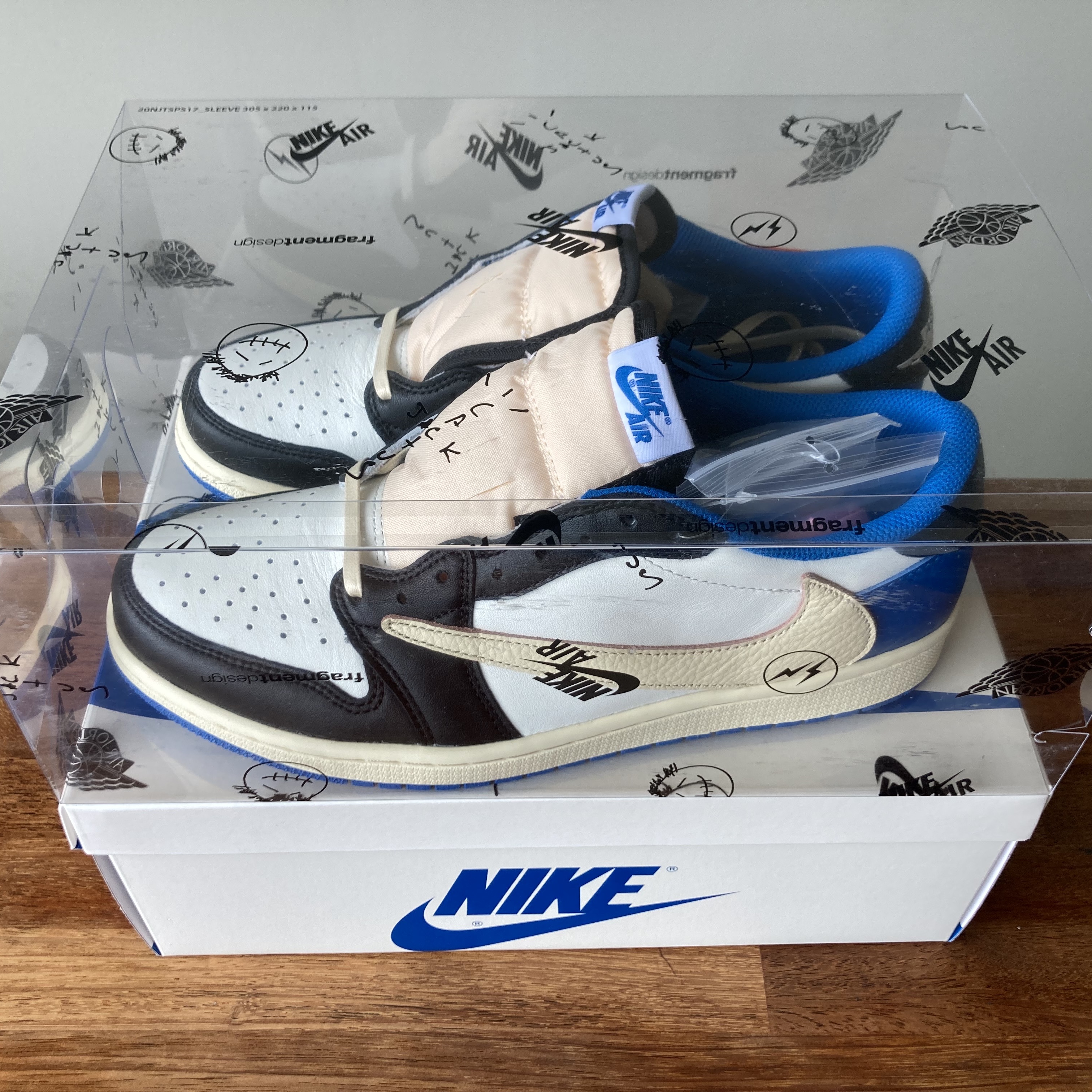 Jordan 1 x Travis Scott x Fragment Retro Low OG SP Military Blue, Jordan x Fragment Lifestyle Top Navy - Asia 착용 스타일 - 2