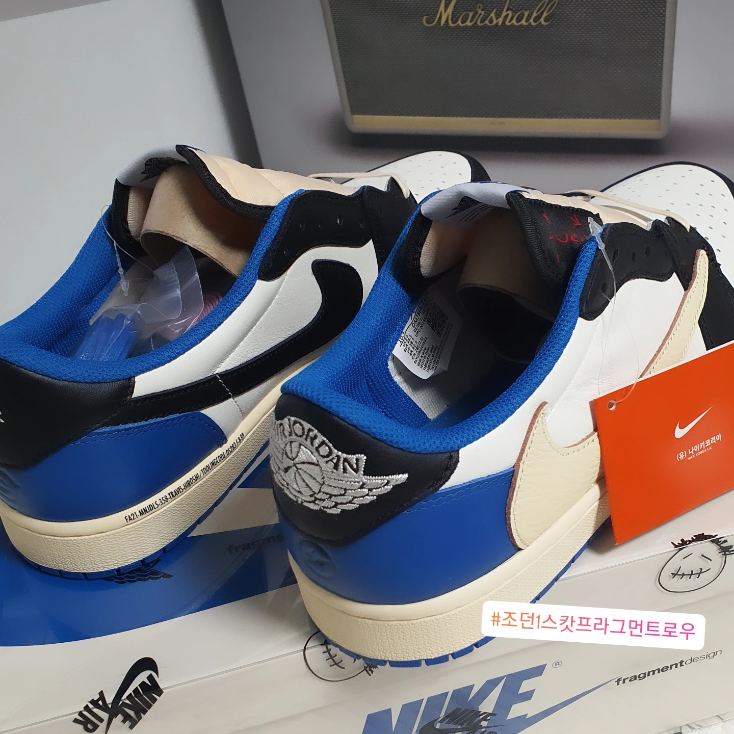 Jordan 1 x Travis Scott x Fragment Retro Low OG SP Military Blue 착용 스타일