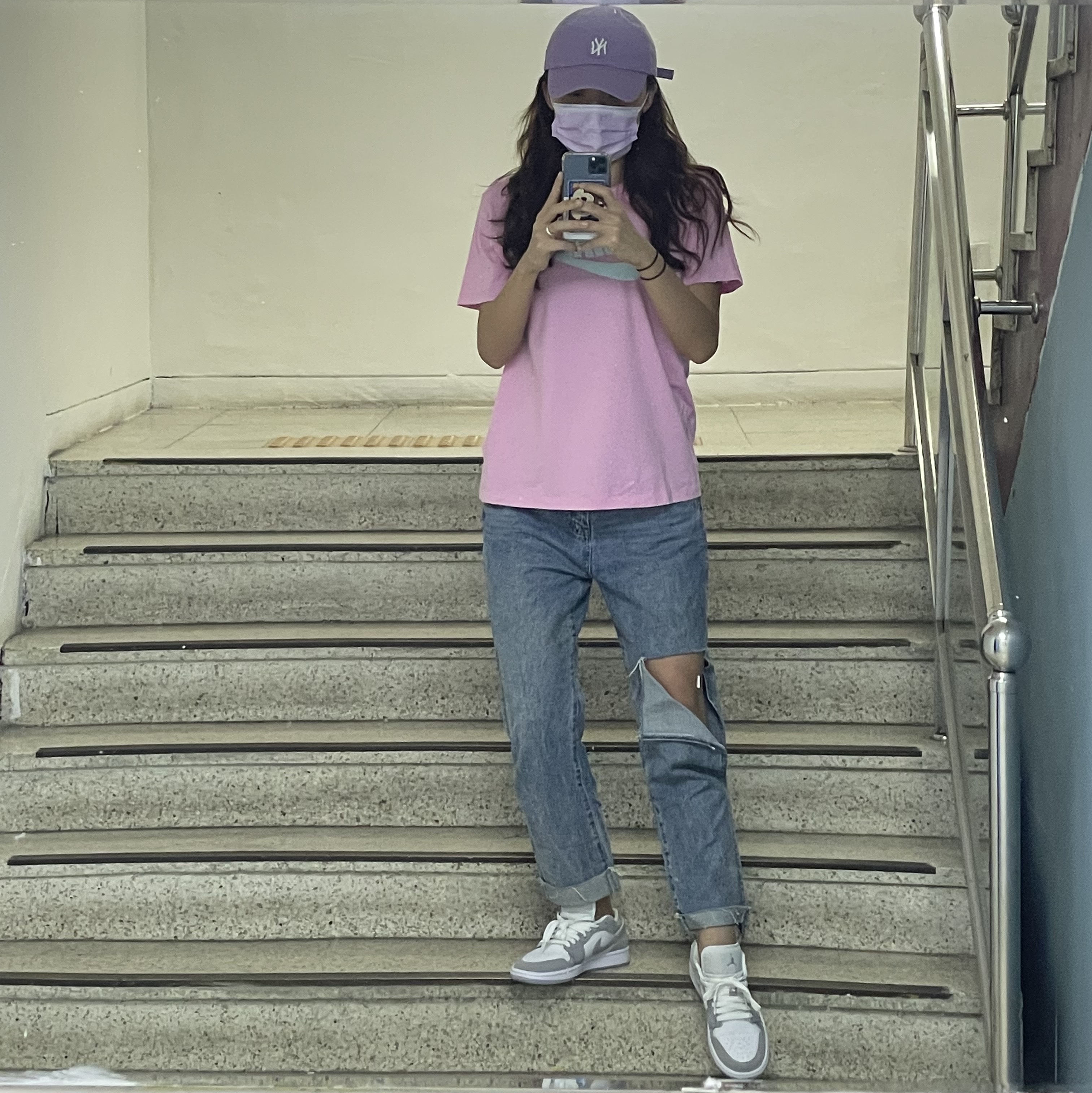 (W) Jordan 1 Low White Wolf Grey 착용 스타일
