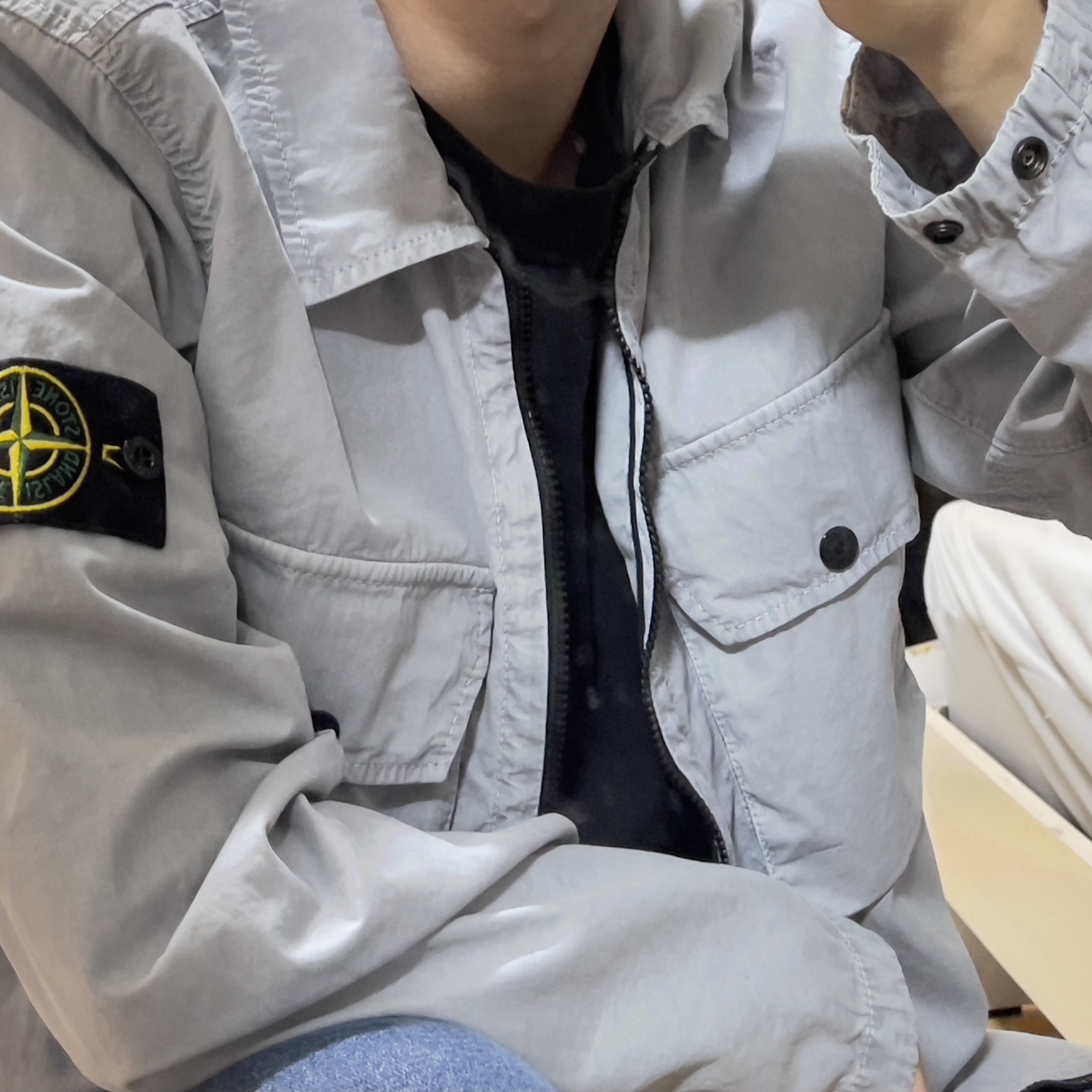 Stone Island 113WN T.CO+OLD Overshirt Light Grey - 21FW 착용 스타일 - 2