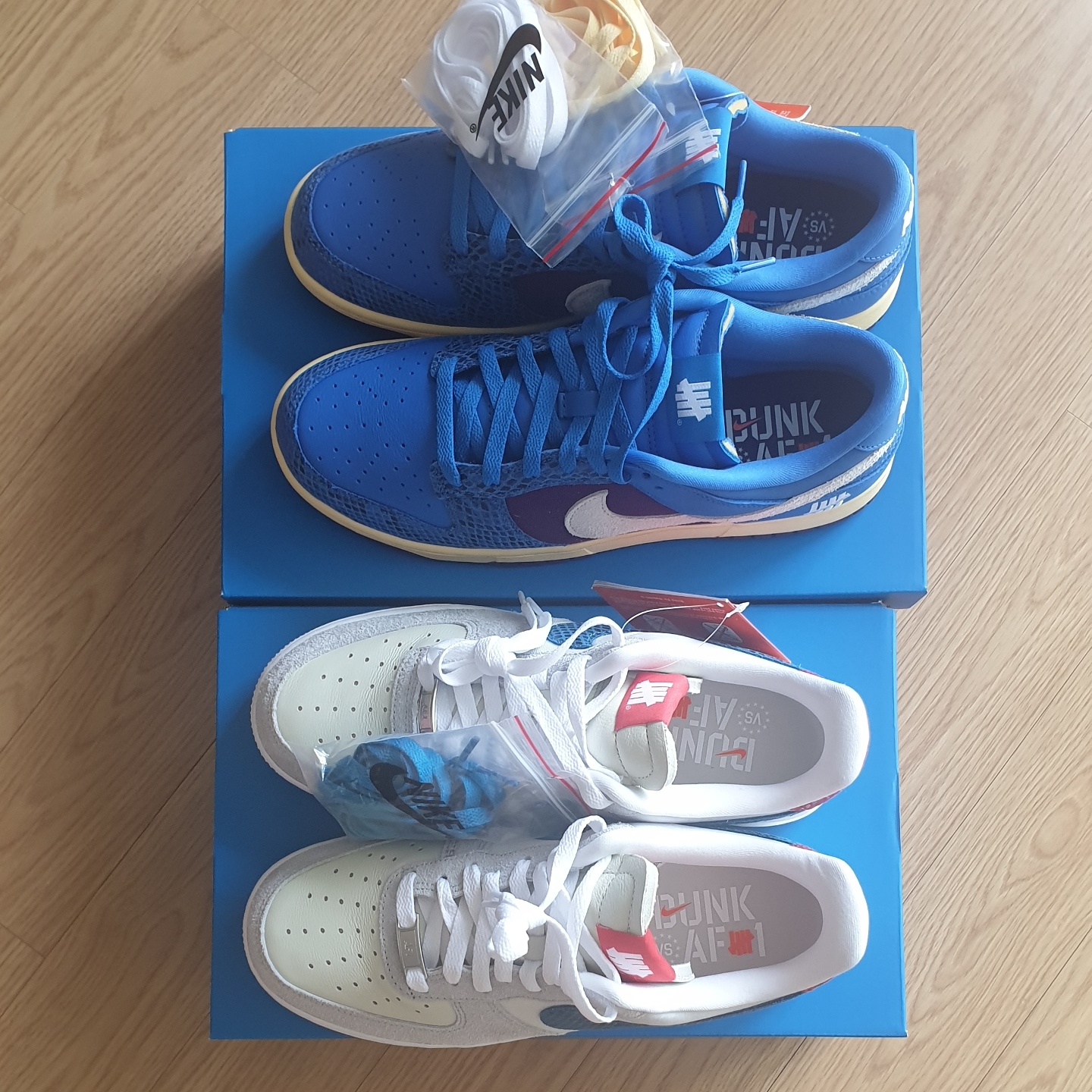 Nike x Undefeated Air Force 1 Low SP 5 On It, Nike x Undefeated Dunk Low SP 5 On It 착용 스타일