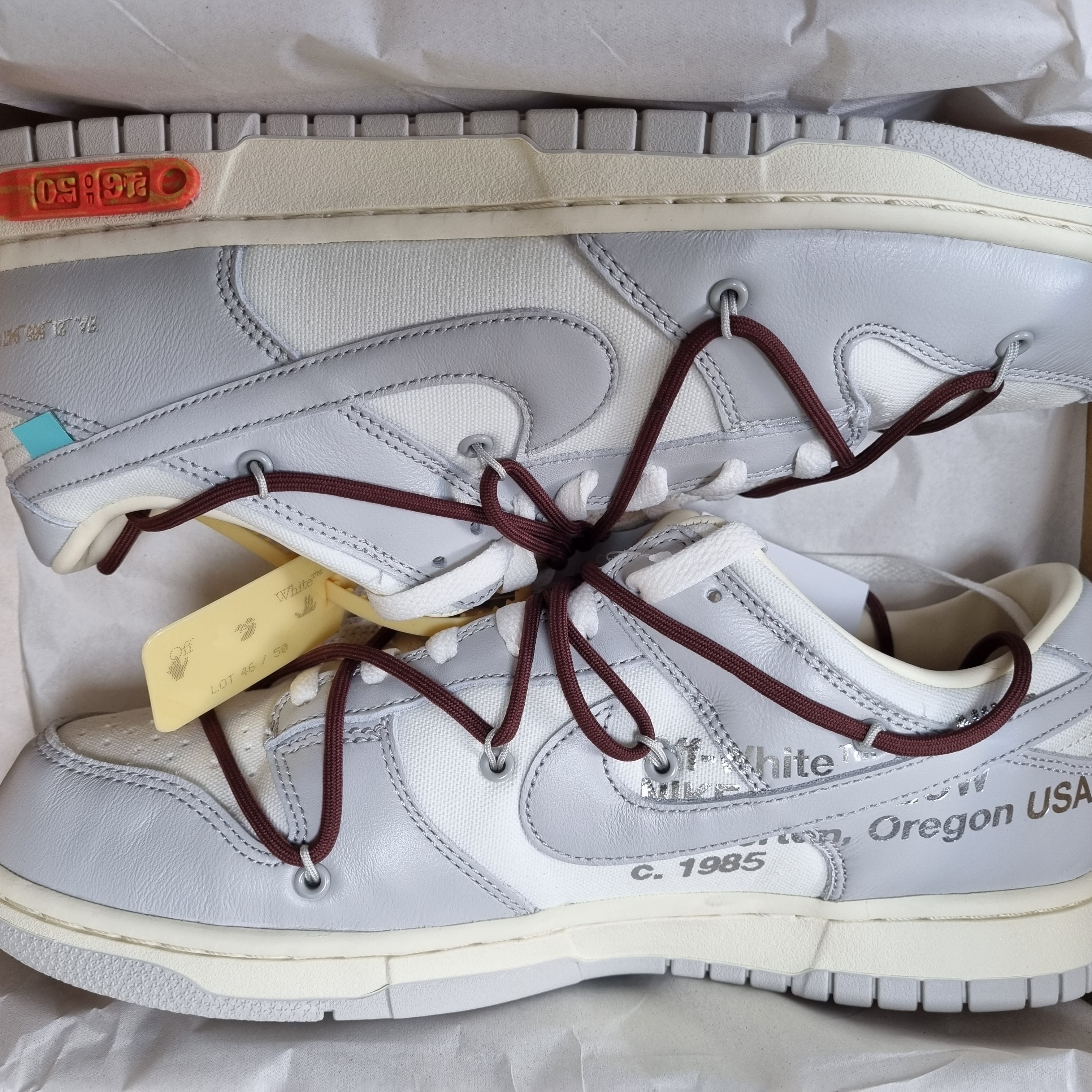 Nike x Off-White Dunk Low The 50 - Lot 18, Jordan 3 x Fragment Retro SP White Black 착용 스타일 - 3