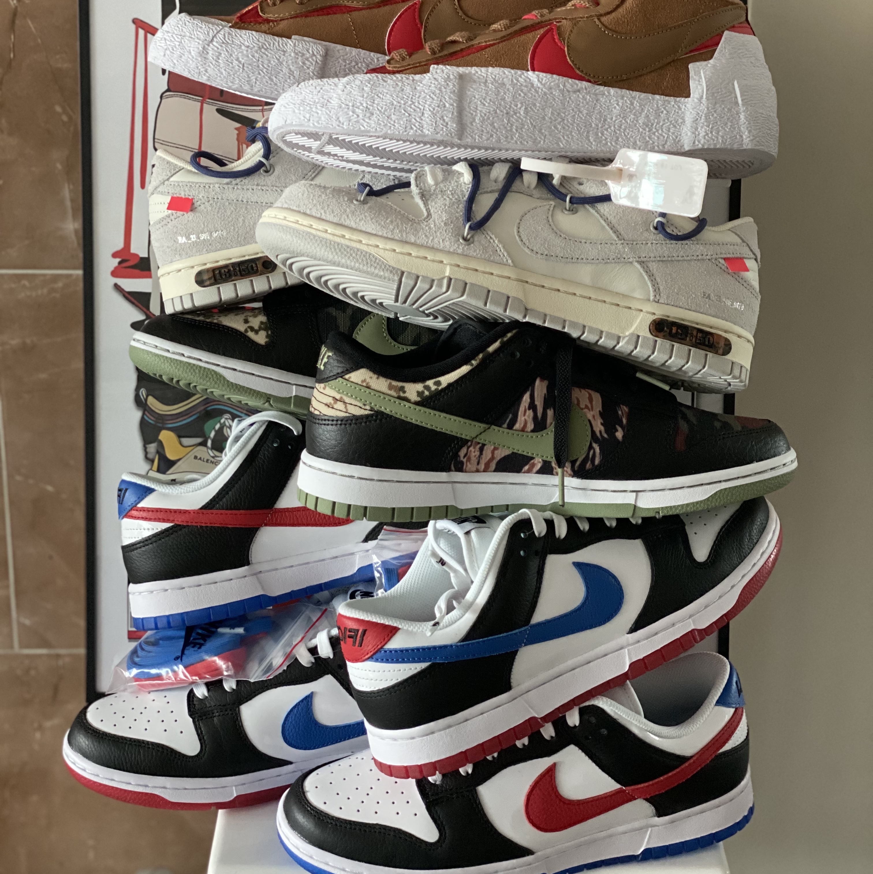 Nike Dunk Low SE Seoul, Nike x Off-White Dunk Low The 50 - Lot 18 착용 스타일