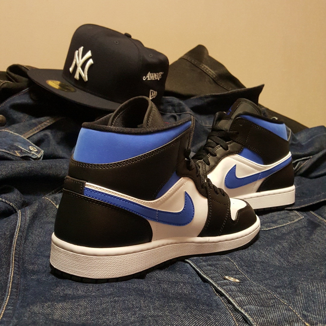 Jordan 1 Mid Racer Blue, (GS) Jordan 1 Mid Racer Blue 착용 스타일 - 2