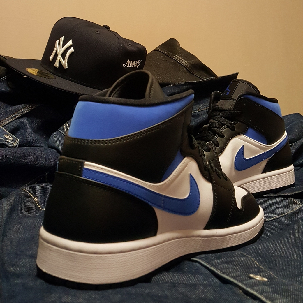 Jordan 1 Mid Racer Blue, (GS) Jordan 1 Mid Racer Blue 착용 스타일 - 1