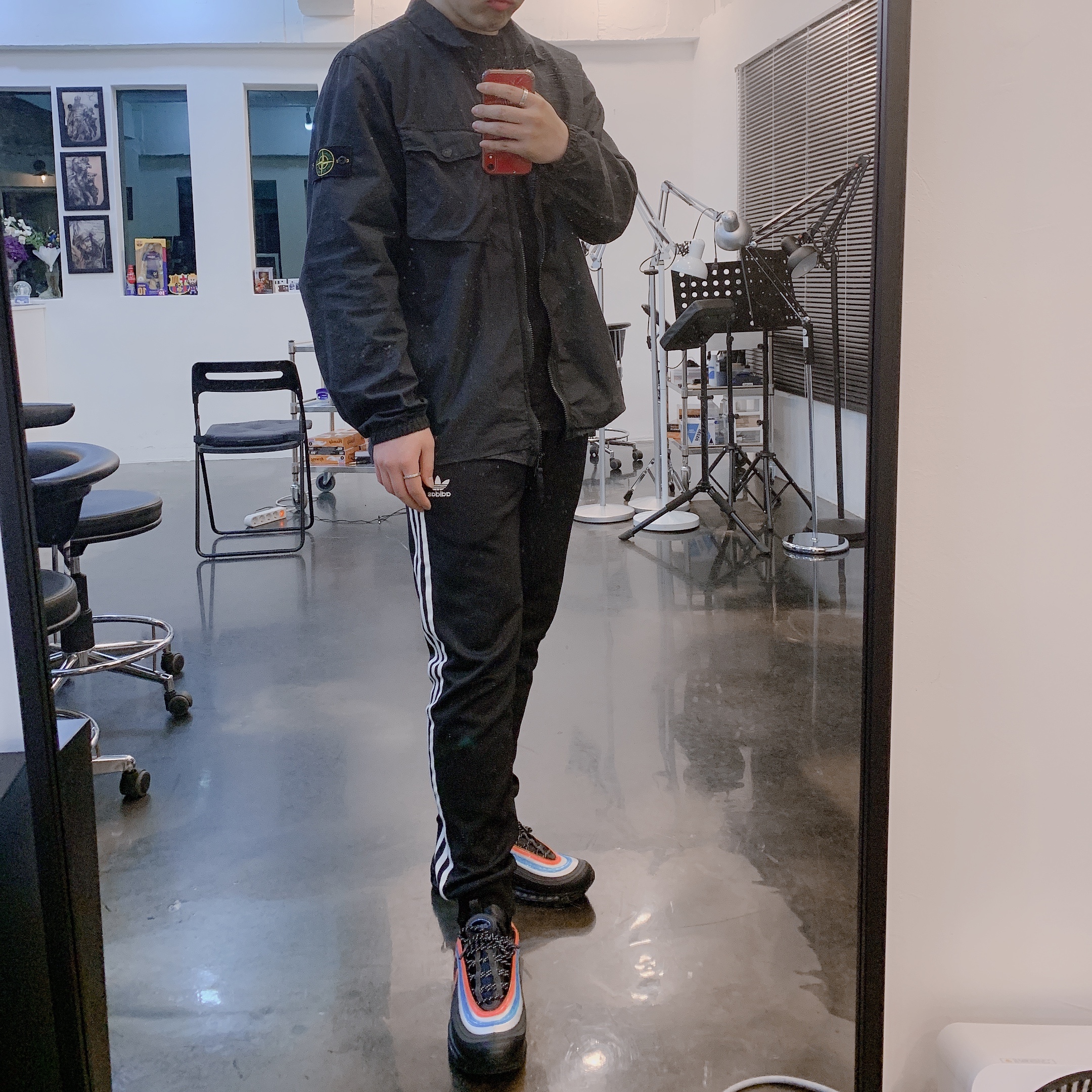 Nike Air Max 97 Neon Seoul, Stone Island 117WN T.CO+OLD Overshirt Black - 21SS 착용 스타일