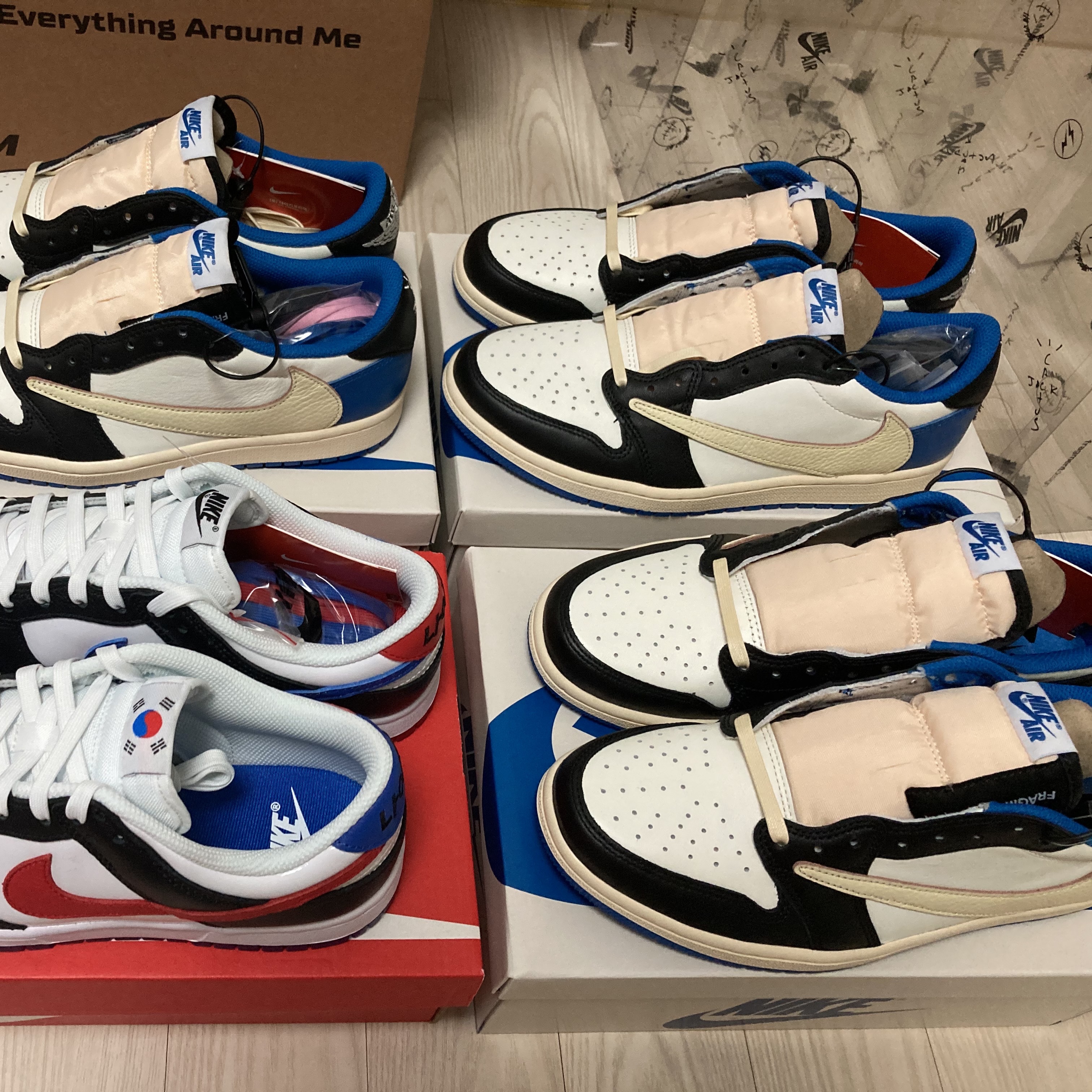 Jordan 1 x Travis Scott x Fragment Retro Low OG SP Military Blue 착용 스타일 - 2