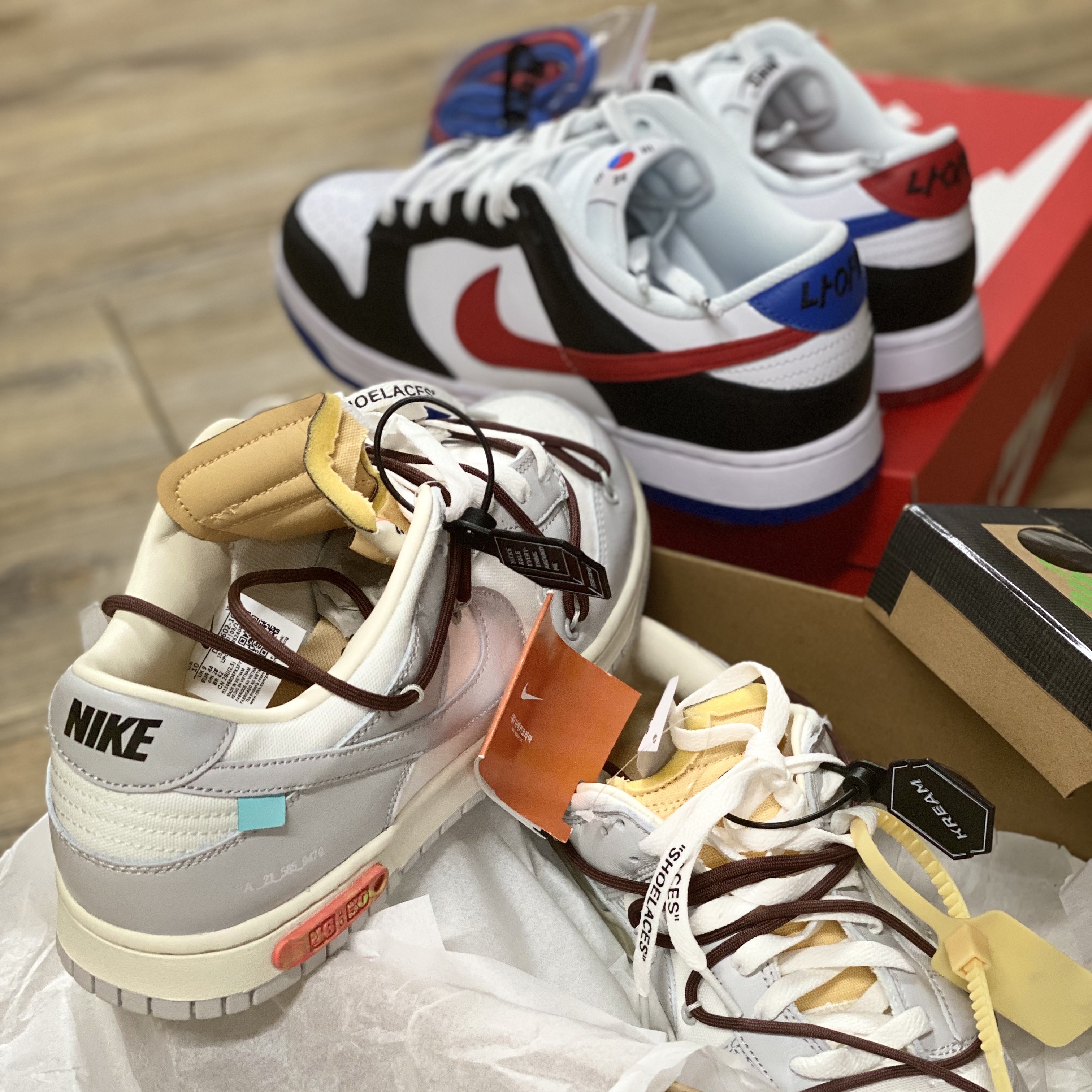 Nike x Off-White Dunk Low The 50 - Lot 46, Nike Dunk Low SE Seoul 착용 스타일