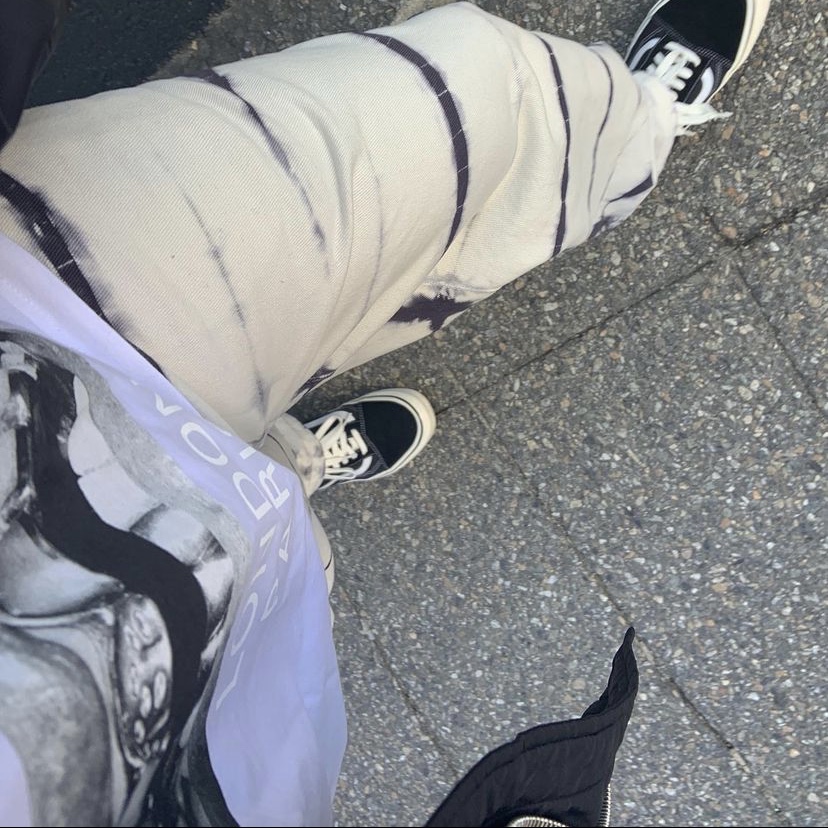 Stussy x Rick Owens 40 WT T-Shirt, Vans Vault OG Old Skool LX Black 착용 스타일