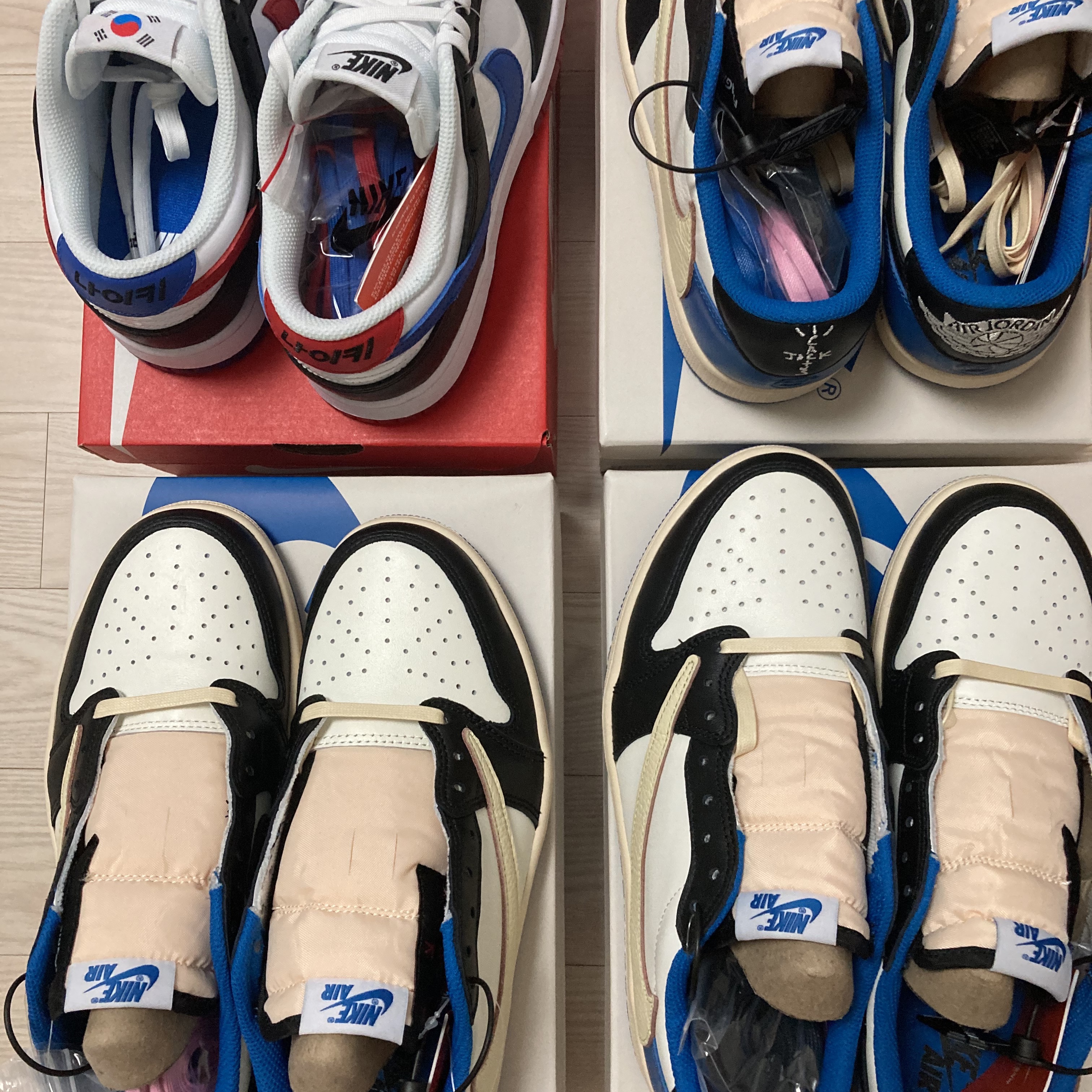 Jordan 1 x Travis Scott x Fragment Retro Low OG SP Military Blue 착용 스타일 - 3