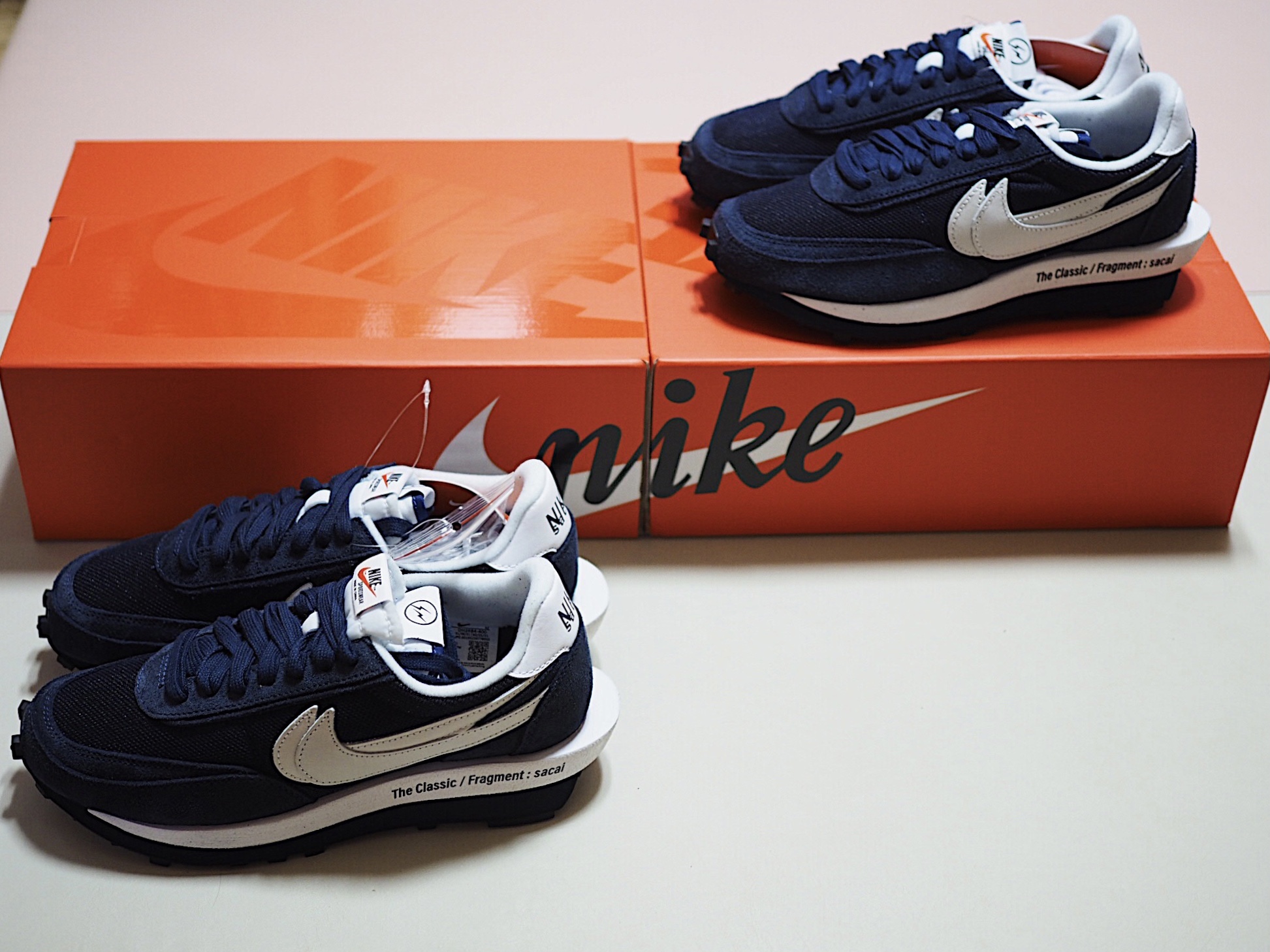 Nike x Sacai x Fragment LDWaffle Blackened Blue 착용 스타일 - 5