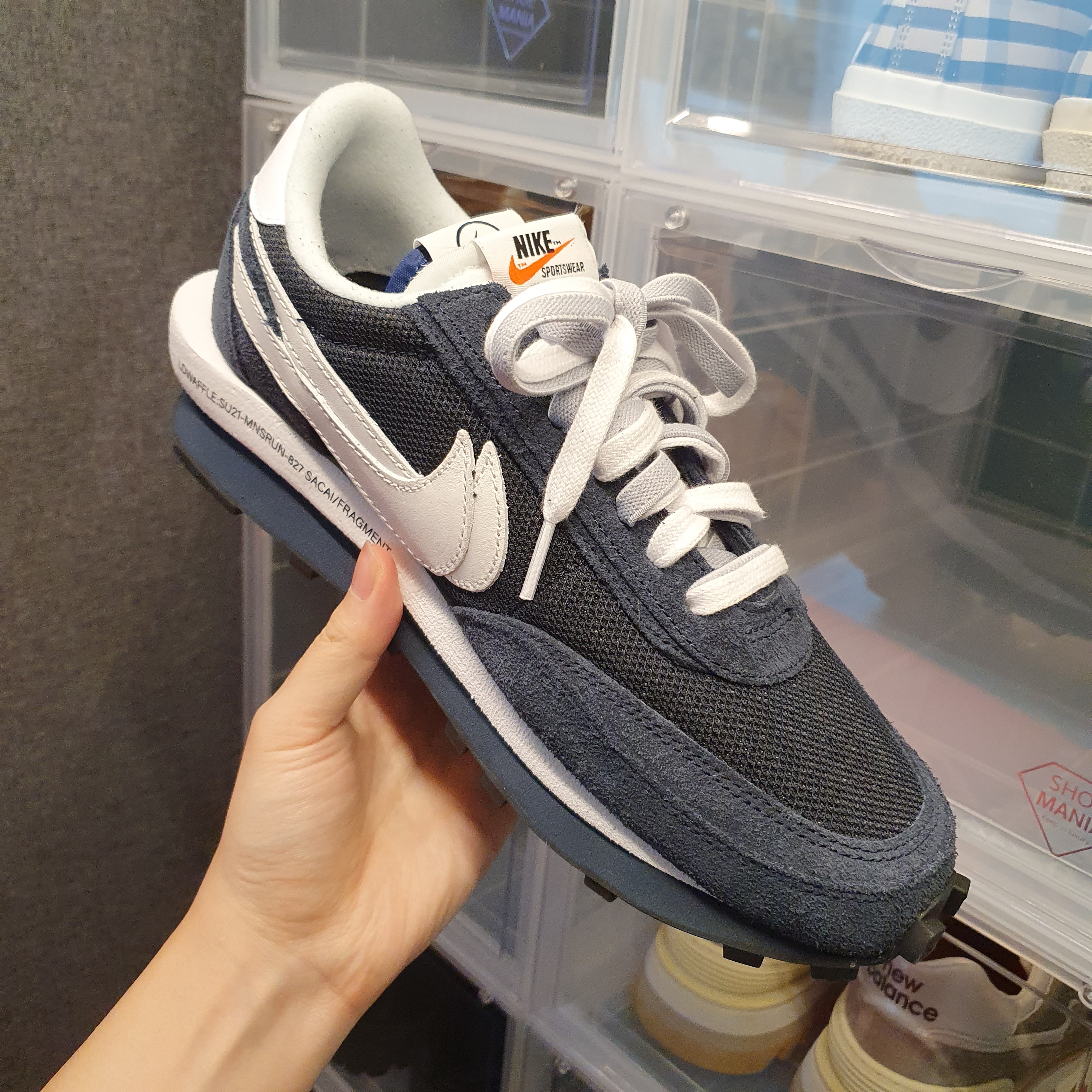Nike x Sacai x Fragment LDWaffle Blackened Blue, Nike x Sacai x Fragment LDWaffle Light Smoke Grey 착용 스타일 - 4