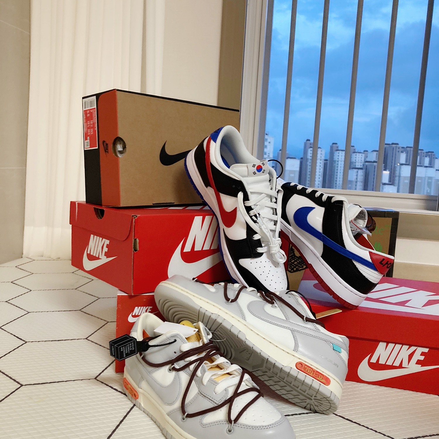 Nike Dunk Low SE Seoul, Nike x Off-White Dunk Low The 50 - Lot 46 착용 스타일