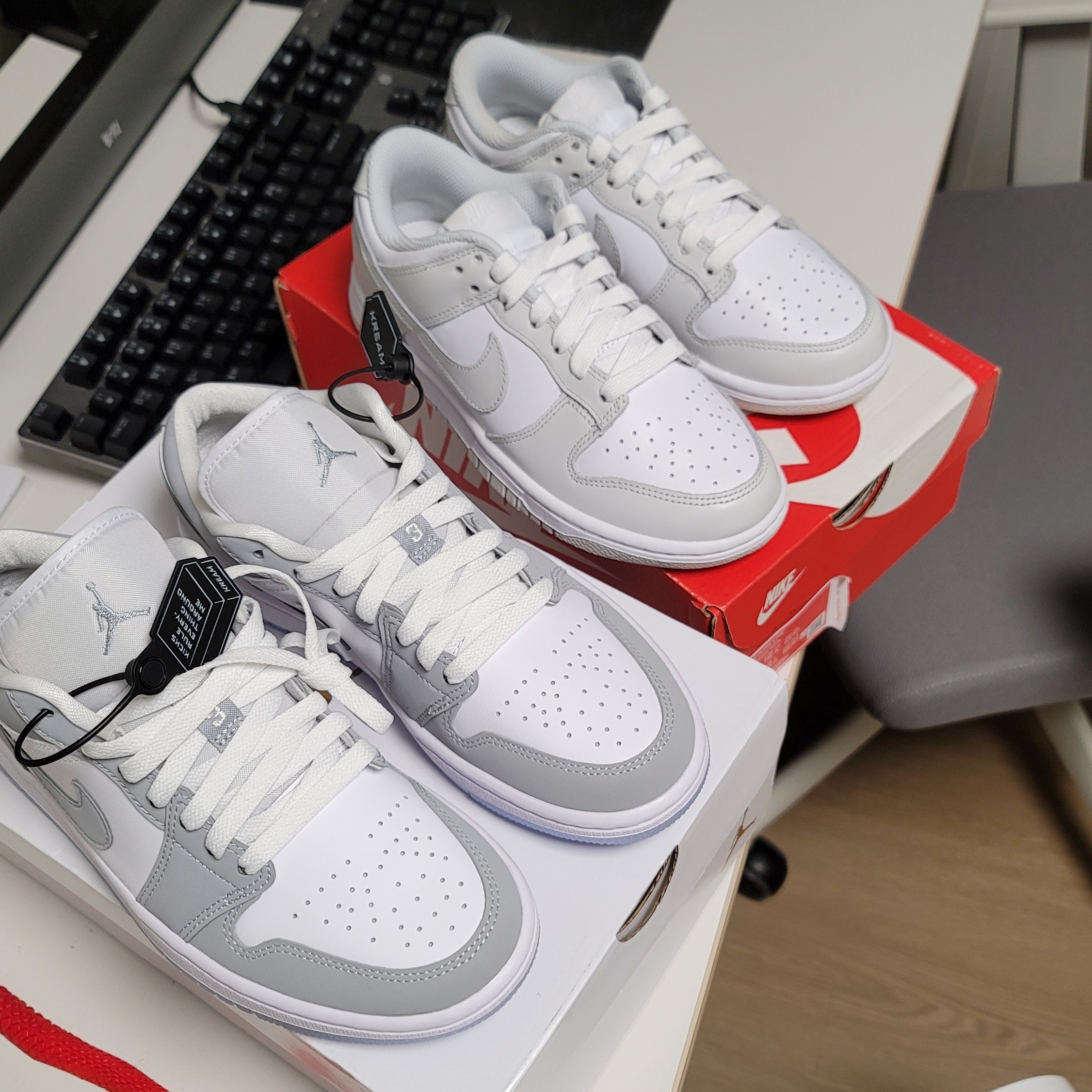 (W) Jordan 1 Low White Wolf Grey 착용 스타일 - 2