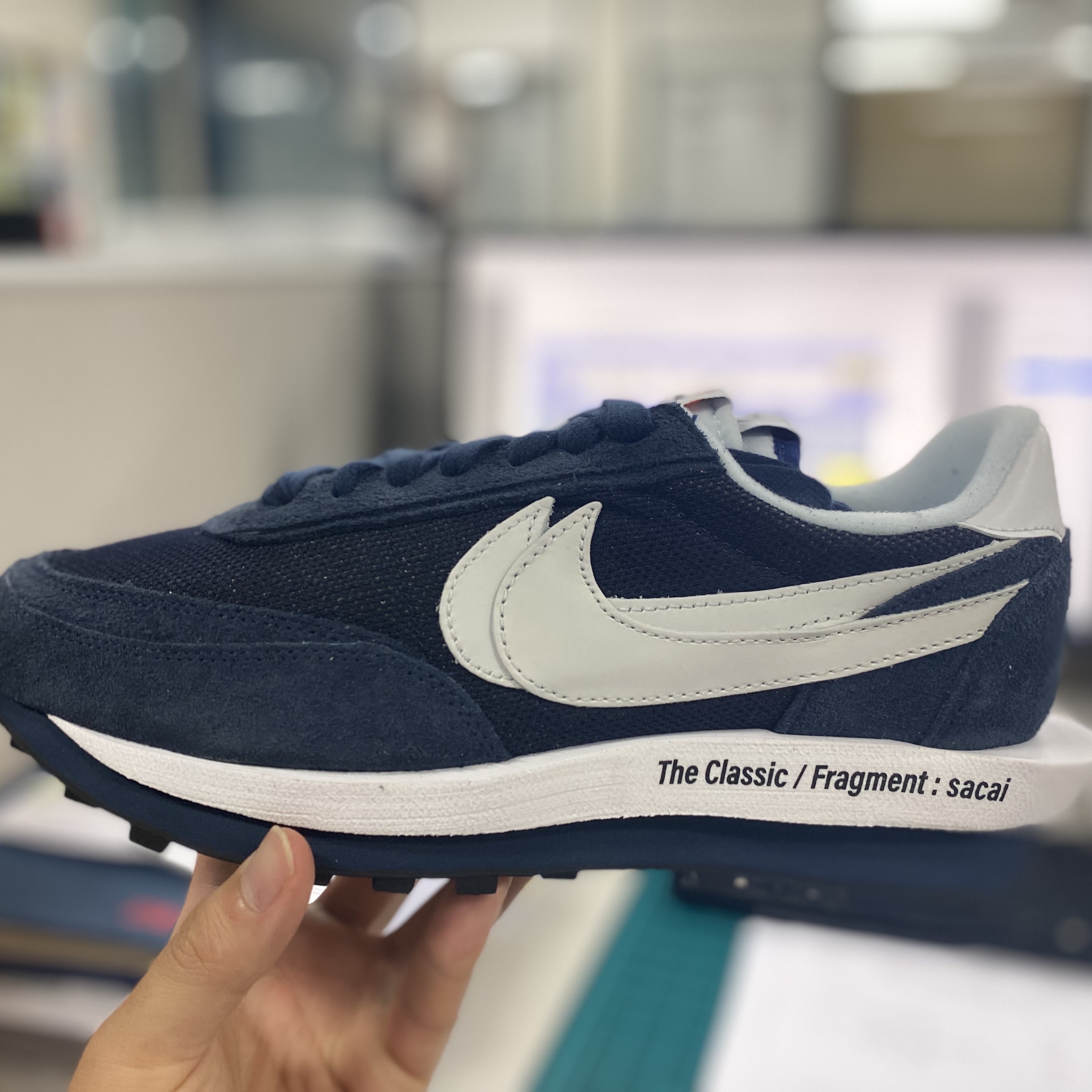 Nike x Sacai x Fragment LDWaffle Blackened Blue 착용 스타일