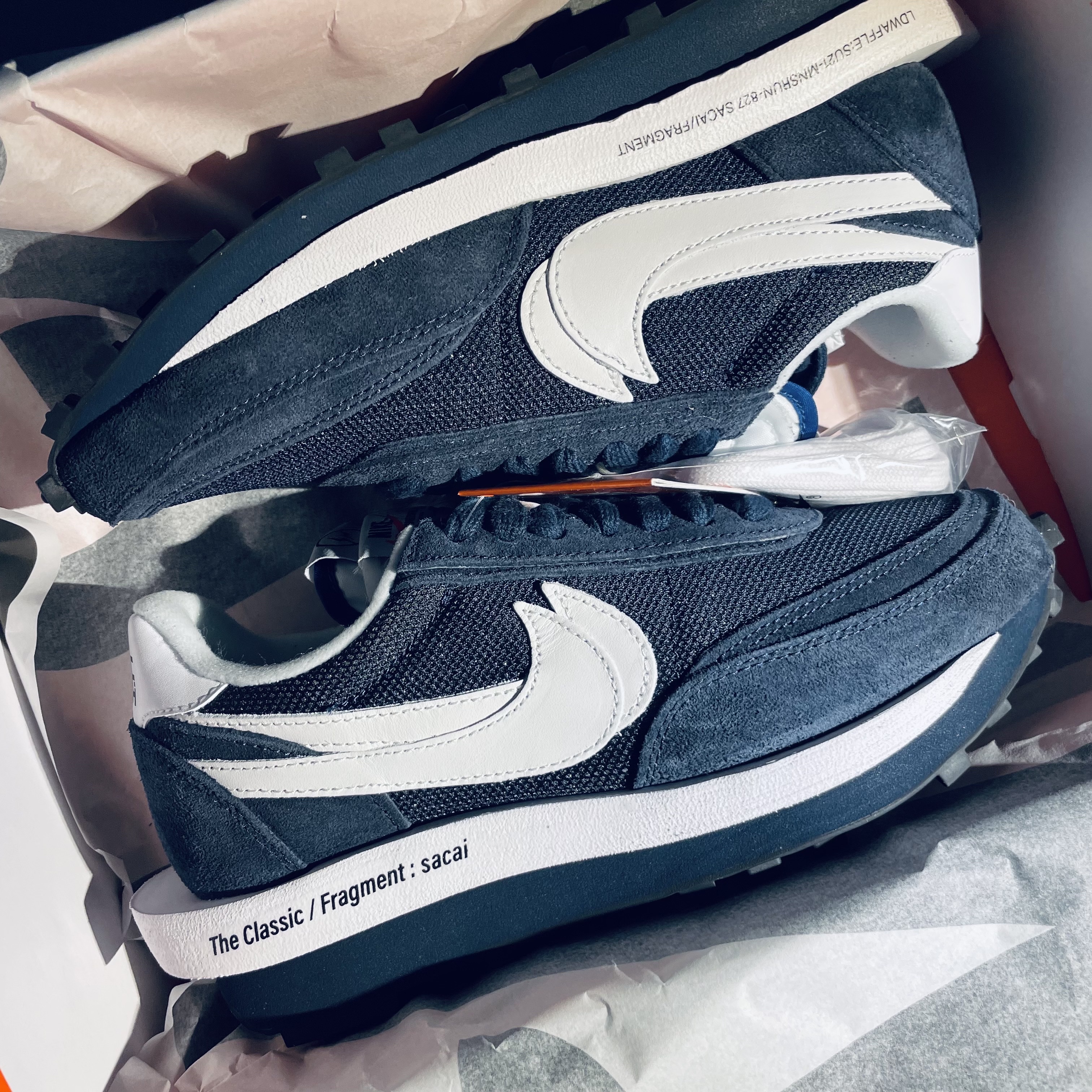 Nike x Sacai x Fragment LDWaffle Blackened Blue 착용 스타일 - 2
