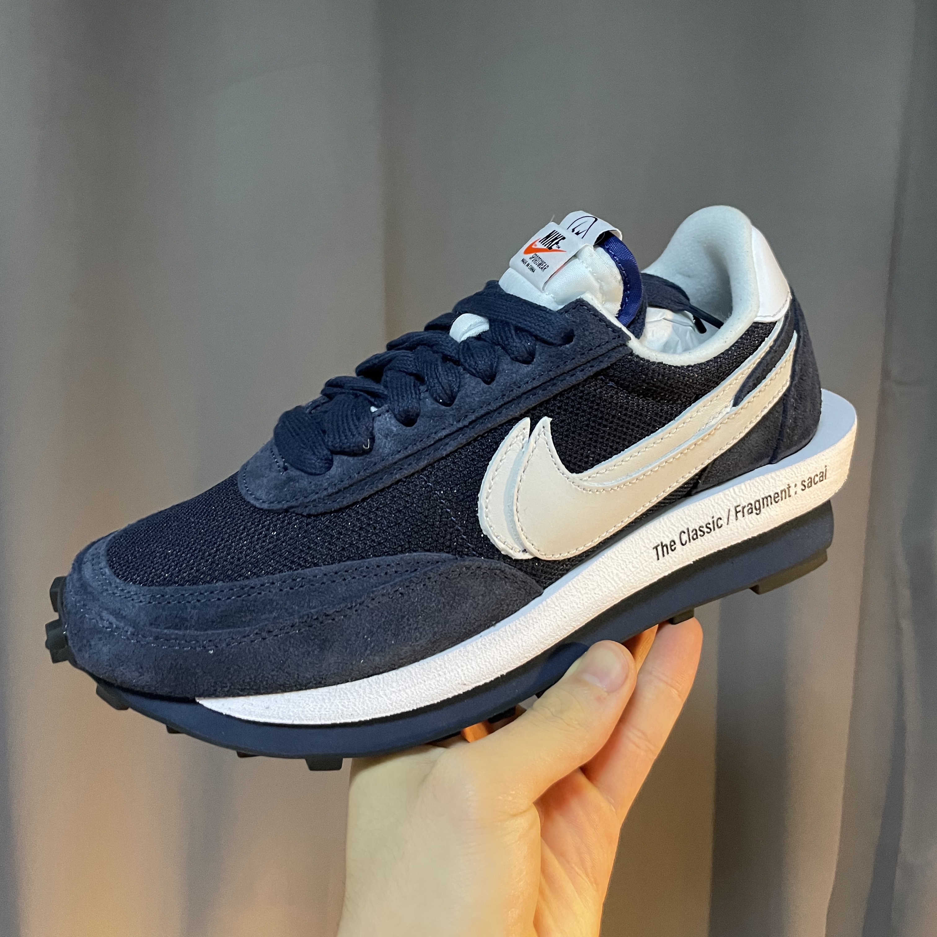 Nike x Sacai x Fragment LDWaffle Blackened Blue 착용 스타일 - 1