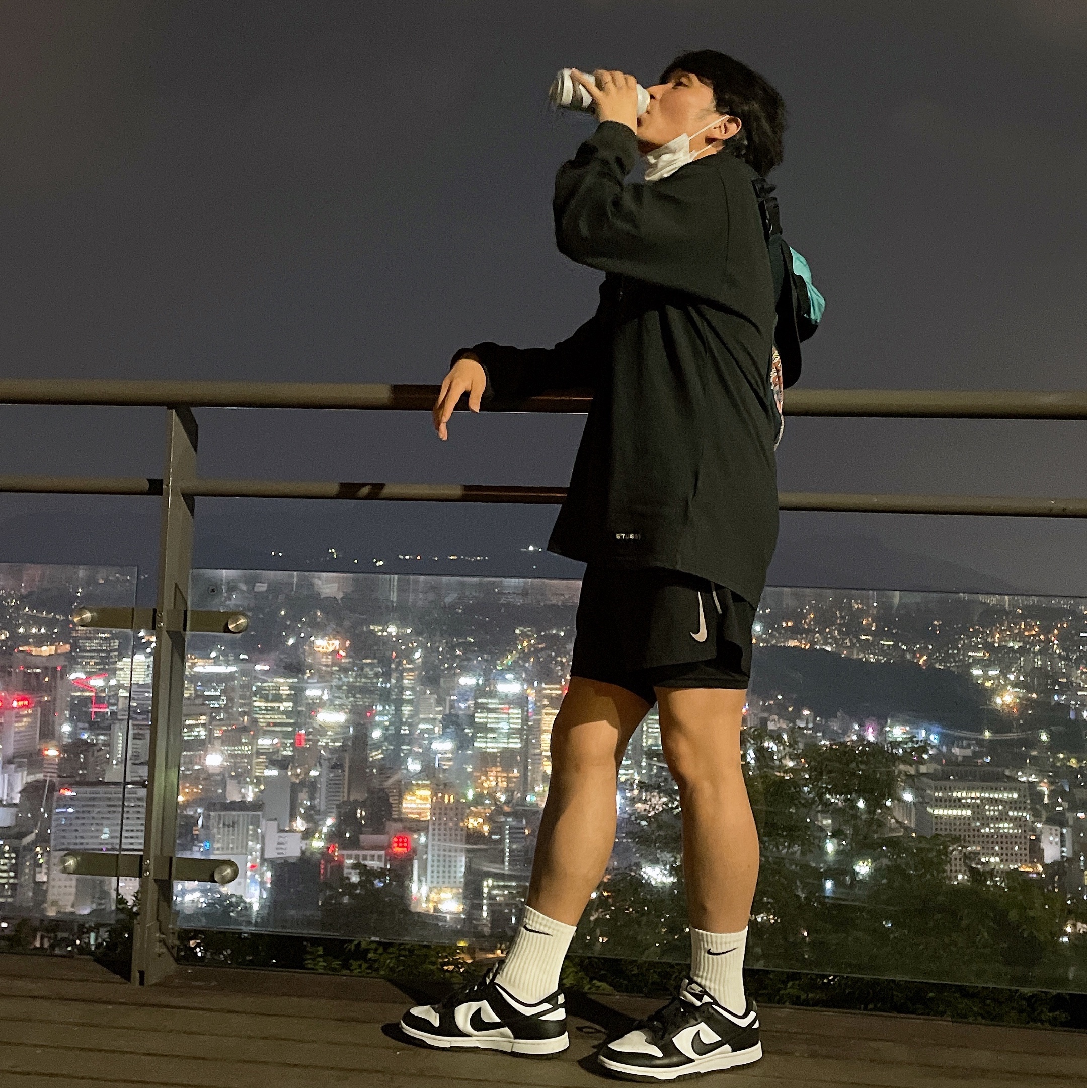Nike Dunk Low Retro Black, Nike x Stussy NRG BR LS Knit Top 착용 스타일