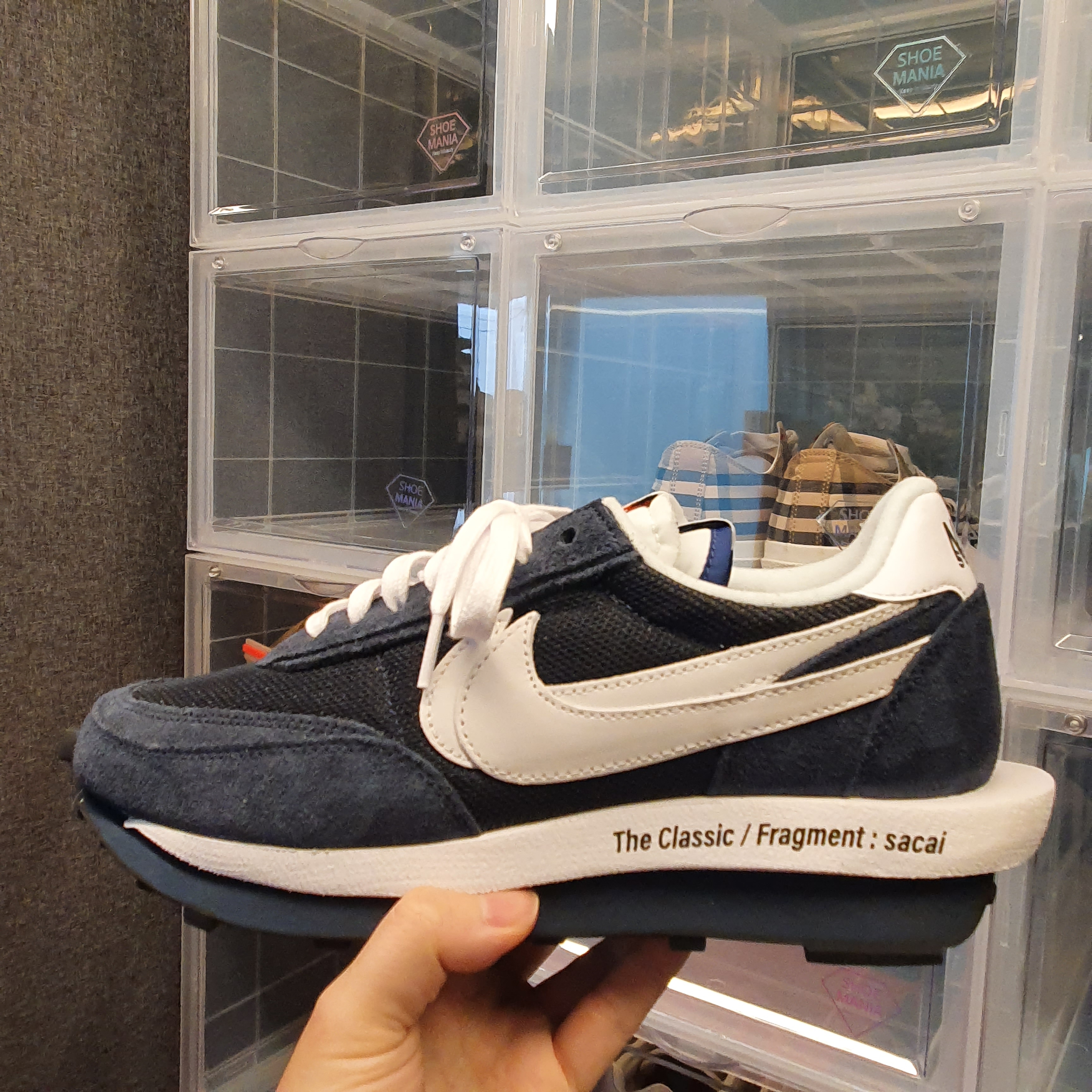 Nike x Sacai x Fragment LDWaffle Blackened Blue, Nike x Sacai x Fragment LDWaffle Light Smoke Grey 착용 스타일 - 4
