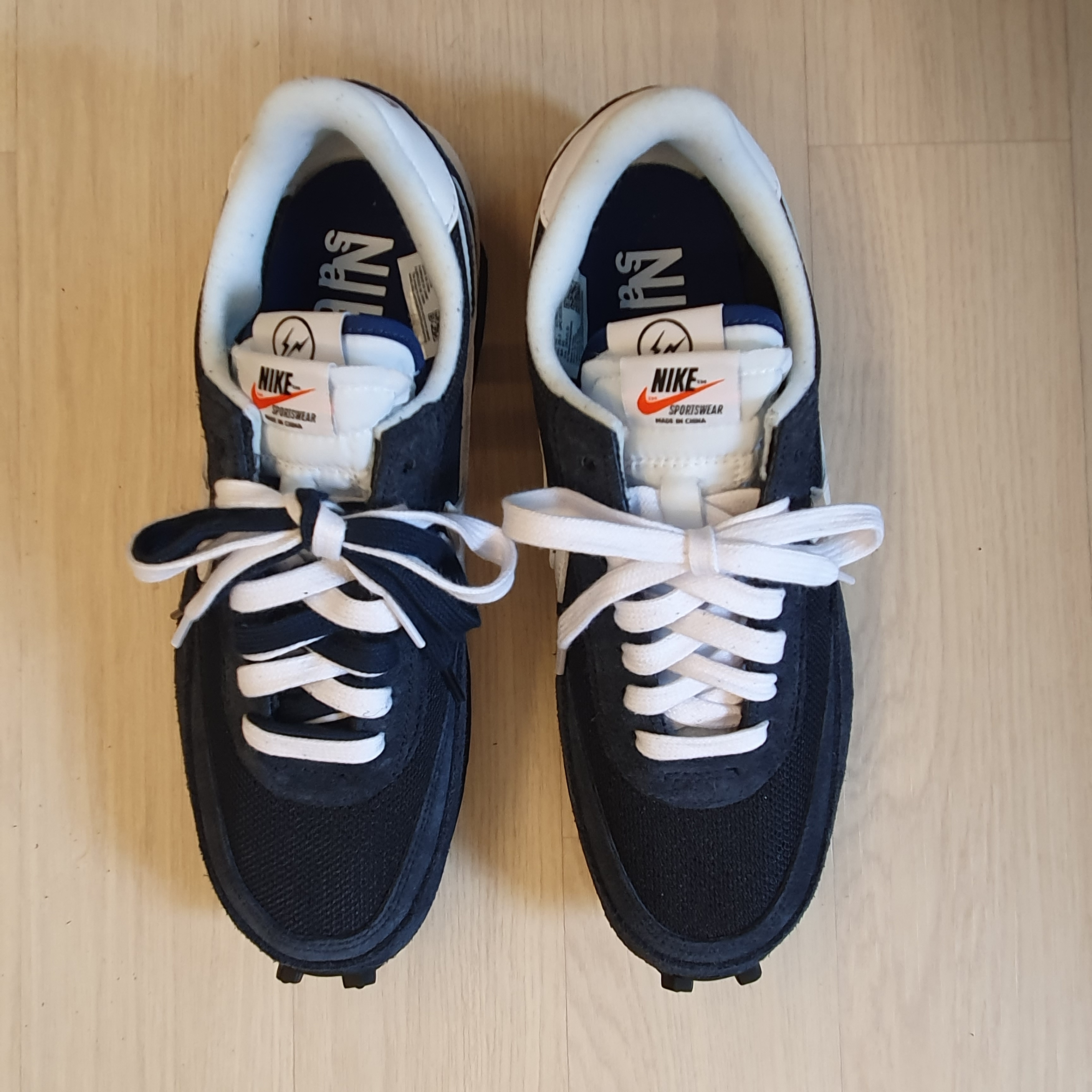Nike x Sacai x Fragment LDWaffle Blackened Blue, Nike x Sacai x Fragment LDWaffle Light Smoke Grey 착용 스타일 - 5