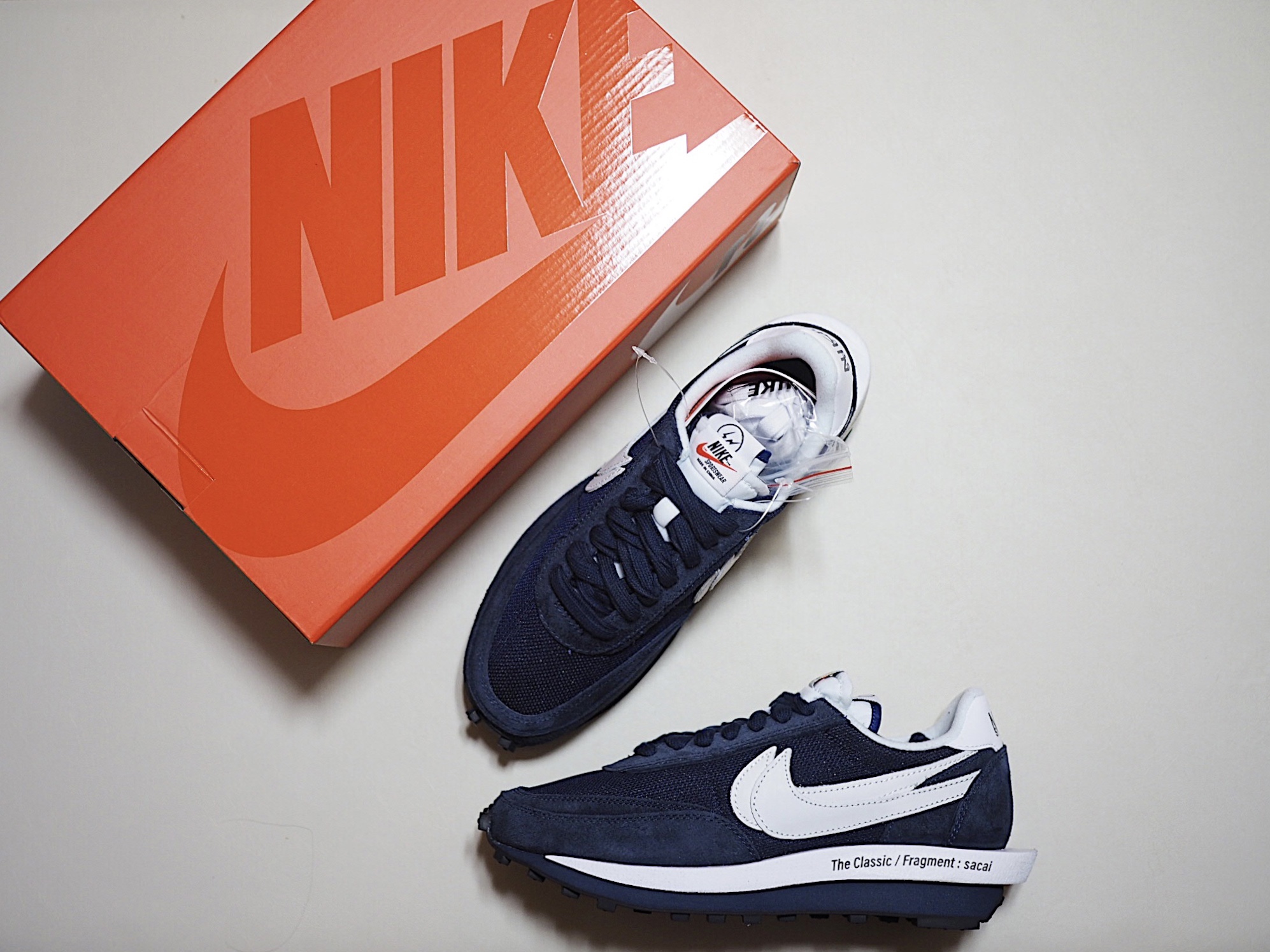 Nike x Sacai x Fragment LDWaffle Blackened Blue 착용 스타일 - 2
