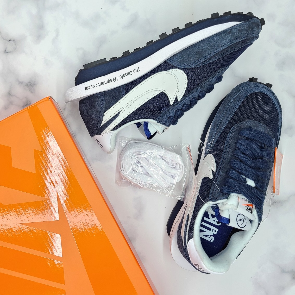 Nike x Sacai x Fragment LDWaffle Blackened Blue 착용 스타일