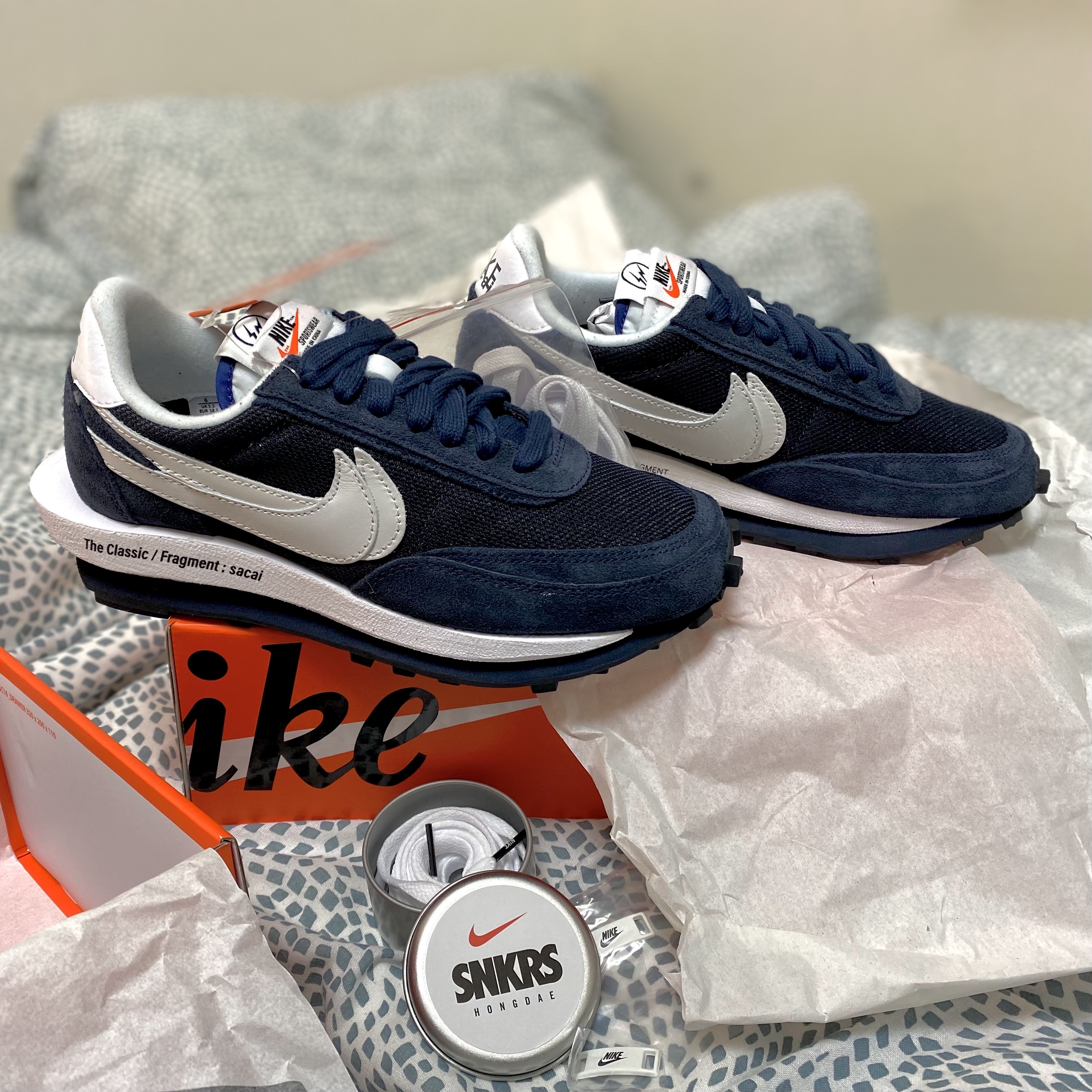 Nike x Sacai x Fragment LDWaffle Blackened Blue 착용 스타일