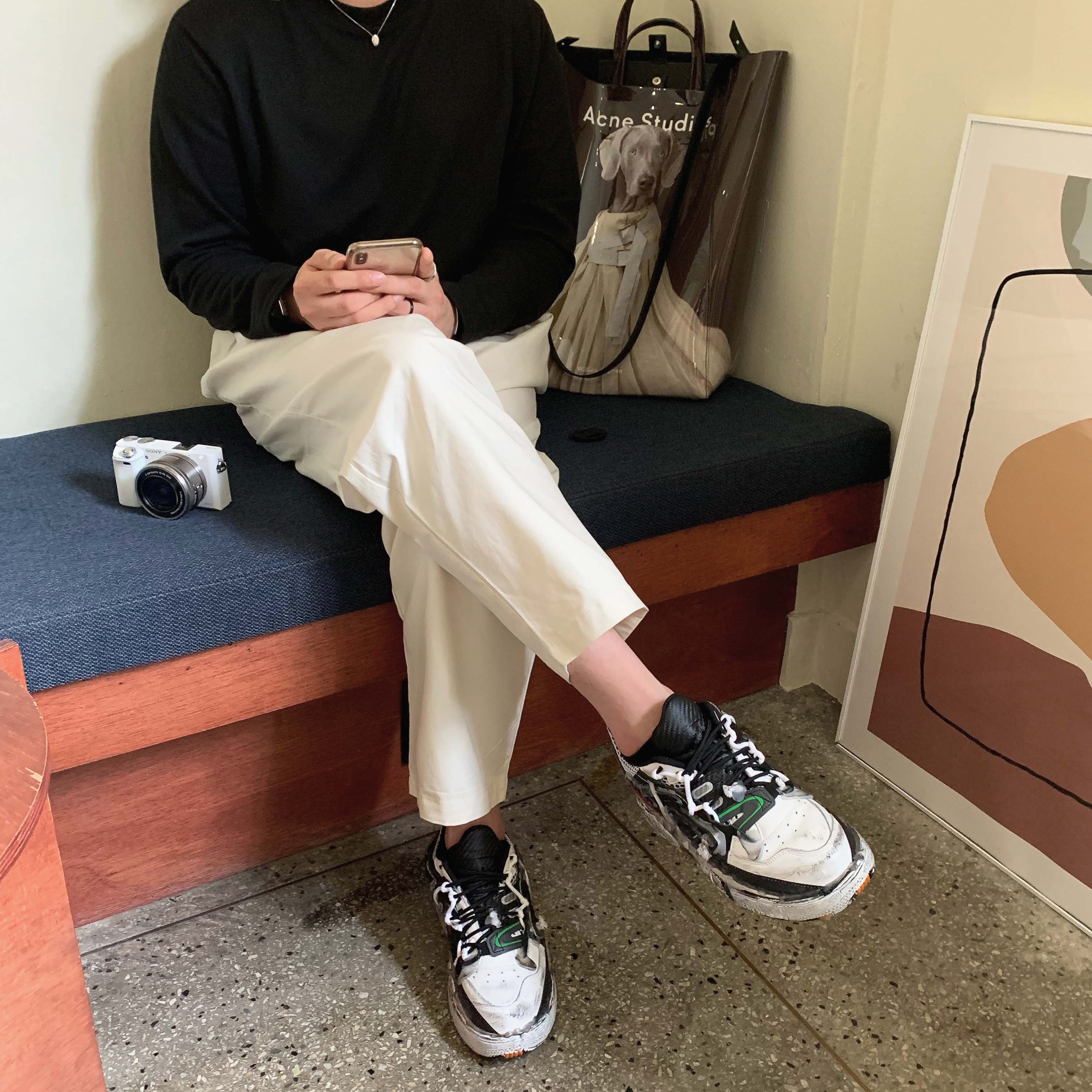 Maison Margiela Fusion Low Top Sneakers Black White Red 착용 스타일