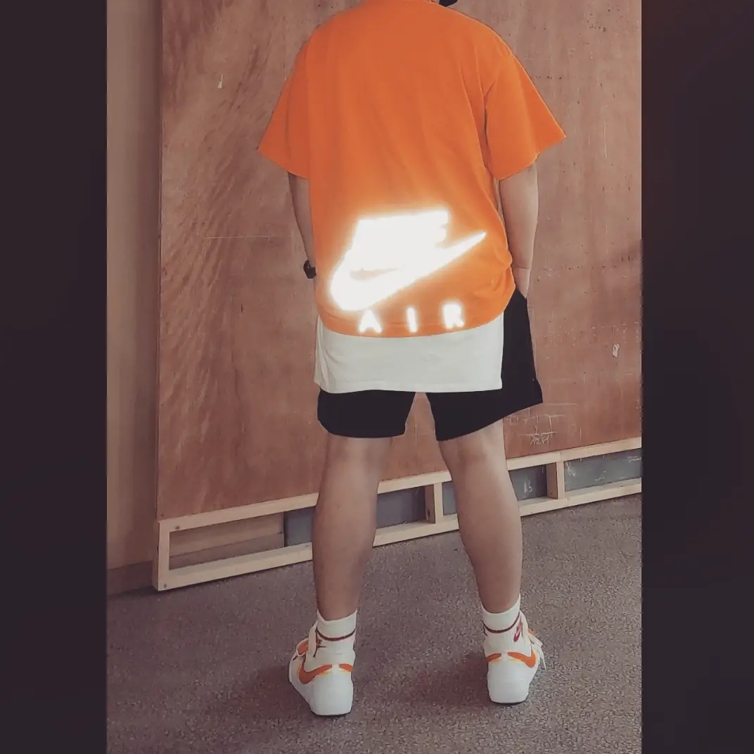 Nike x Kim Jones Oversized T-Shirt Circuit Orange - US/EU, Nike x Sacai Blazer Low Magma Orange 착용 스타일 - 2