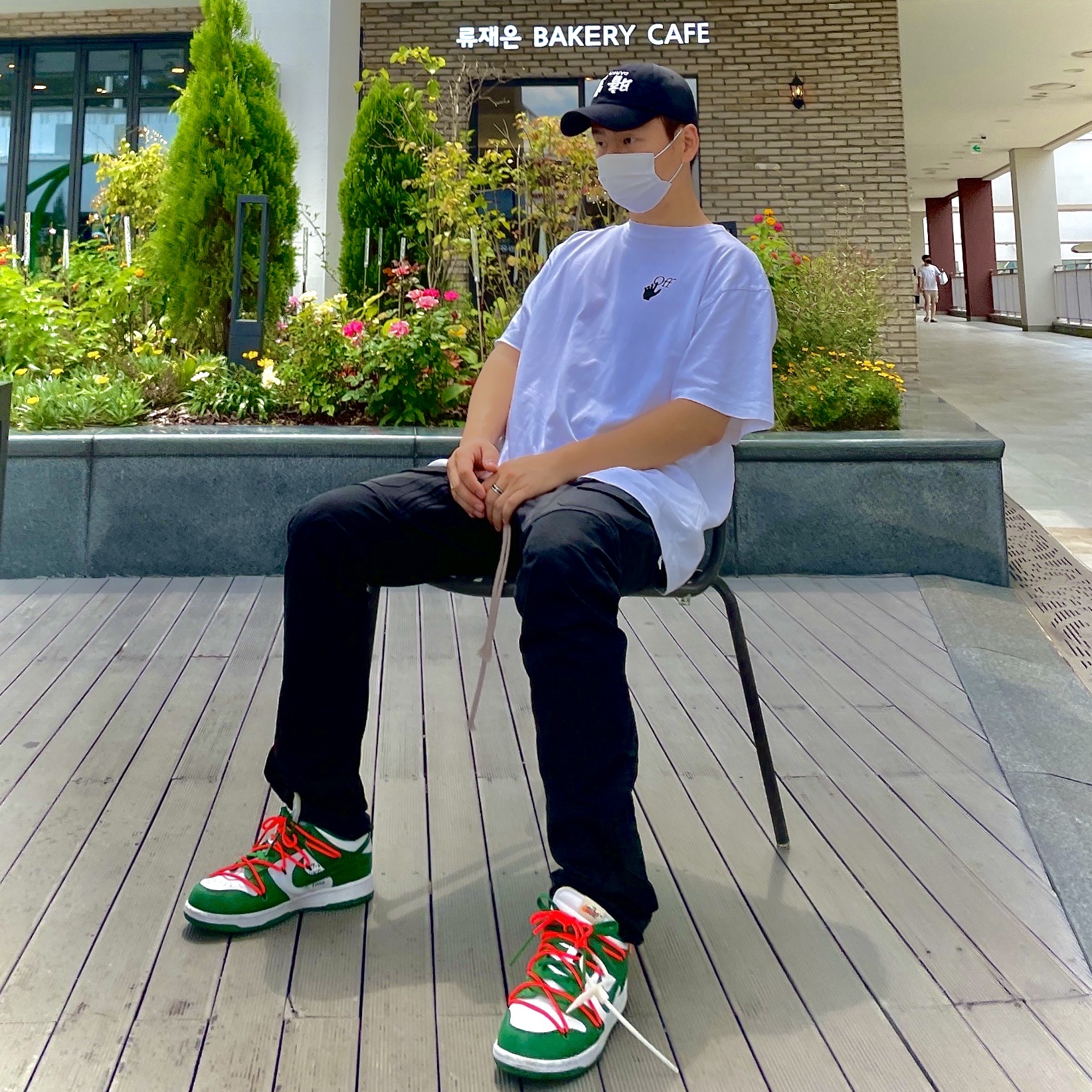Nike x Off-White Dunk Low Pine Green 착용 스타일
