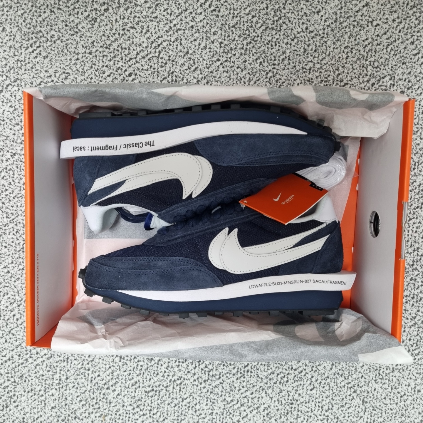 Nike x Sacai x Fragment LDWaffle Blackened Blue 착용 스타일 - 1