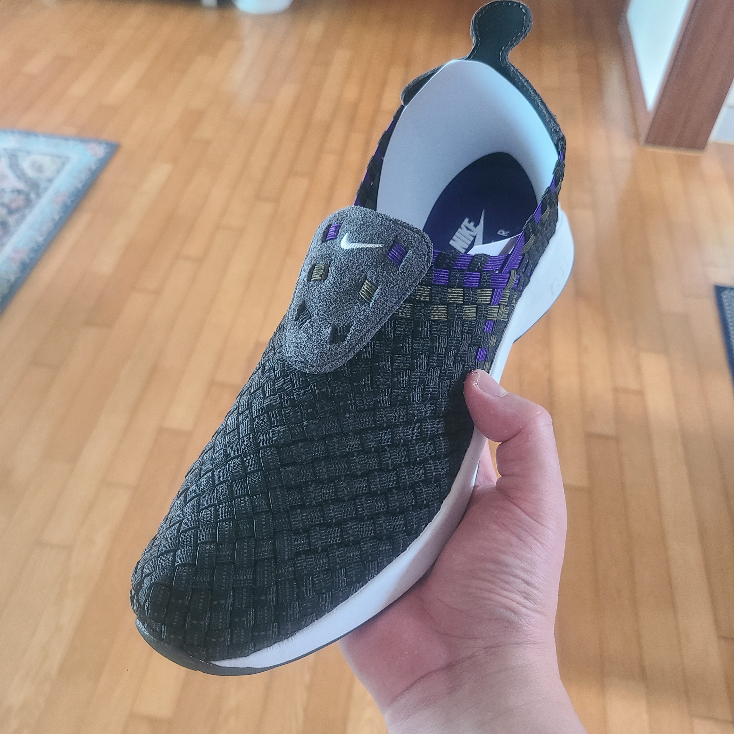 Nike Air Woven Black Court Purple 착용 스타일 - 1
