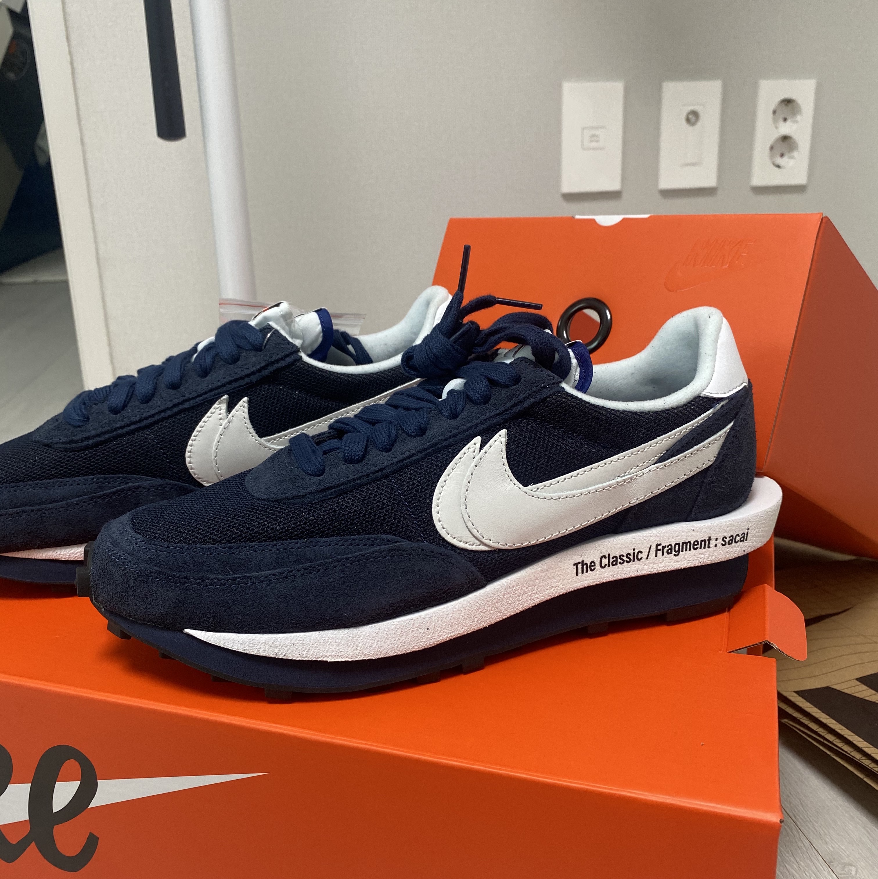 Nike x Sacai x Fragment LDWaffle Blackened Blue 착용 스타일 - 1