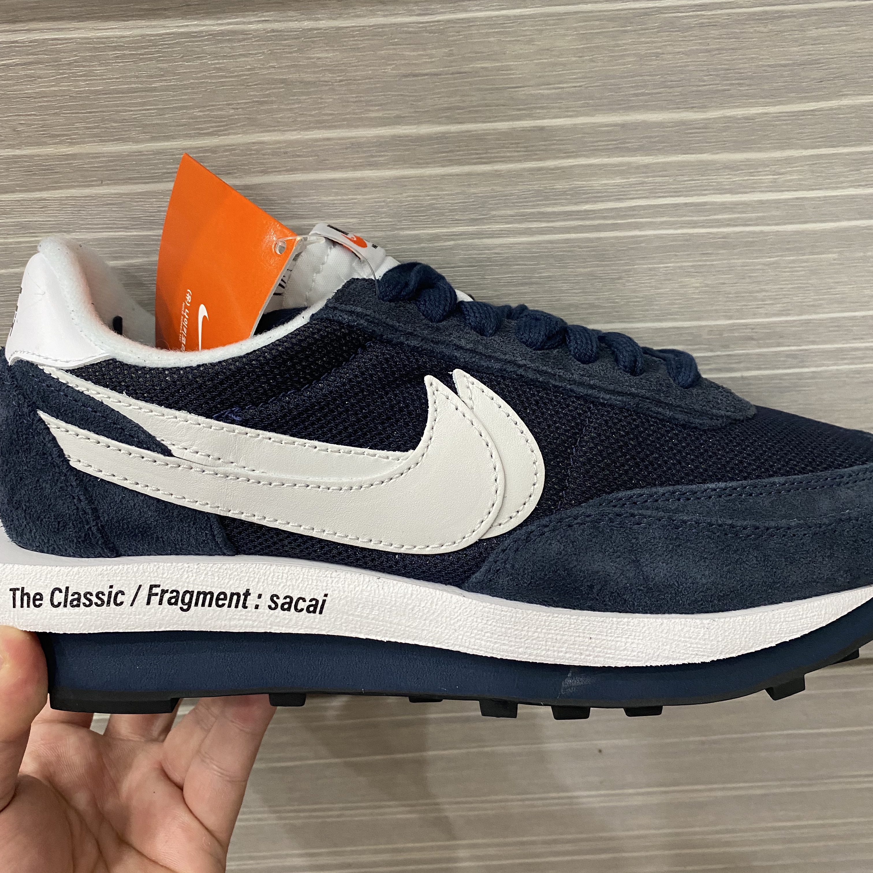 Nike x Sacai x Fragment LDWaffle Blackened Blue 착용 스타일 - 1