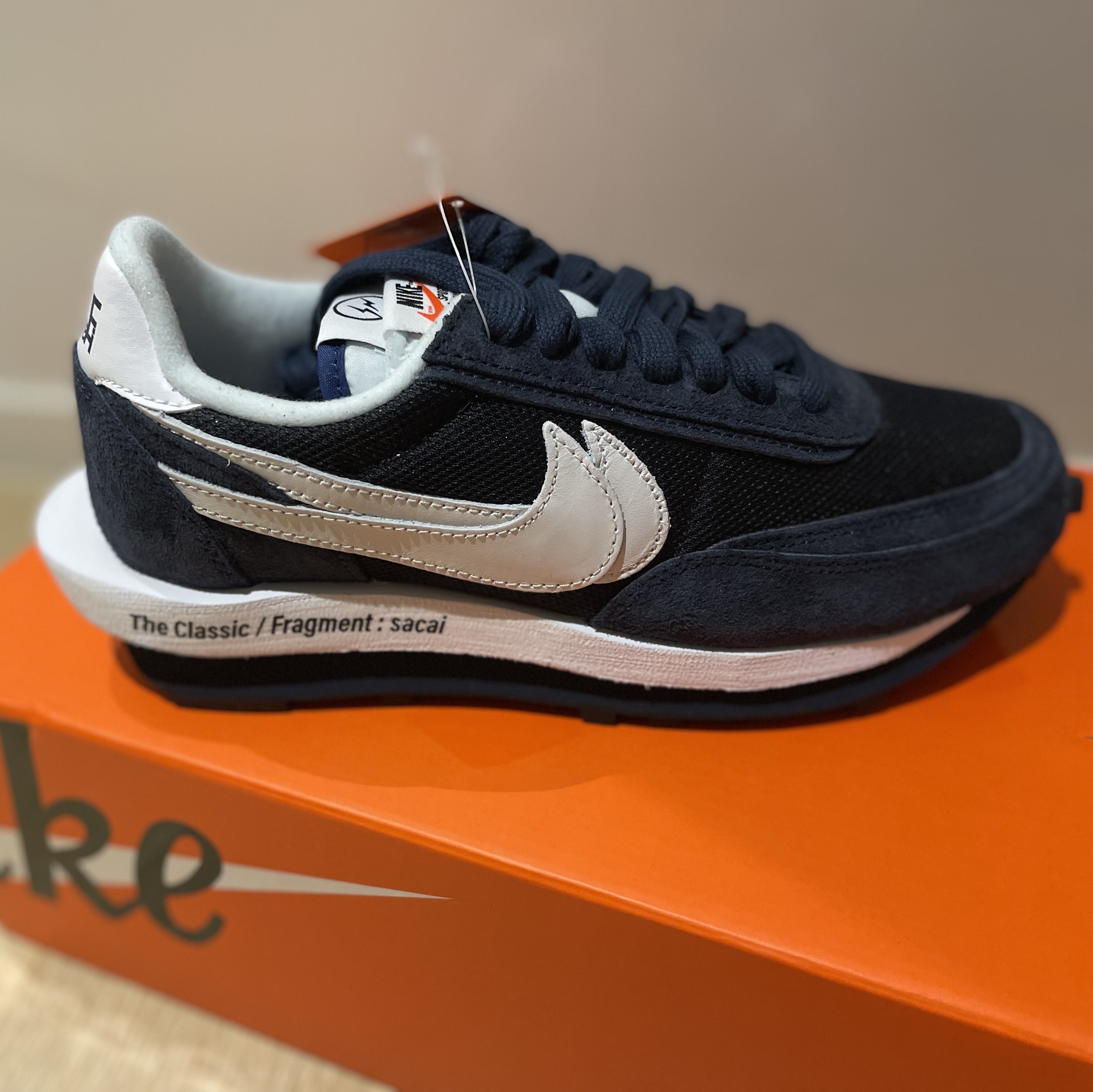 Nike x Sacai x Fragment LDWaffle Blackened Blue 착용 스타일 - 2