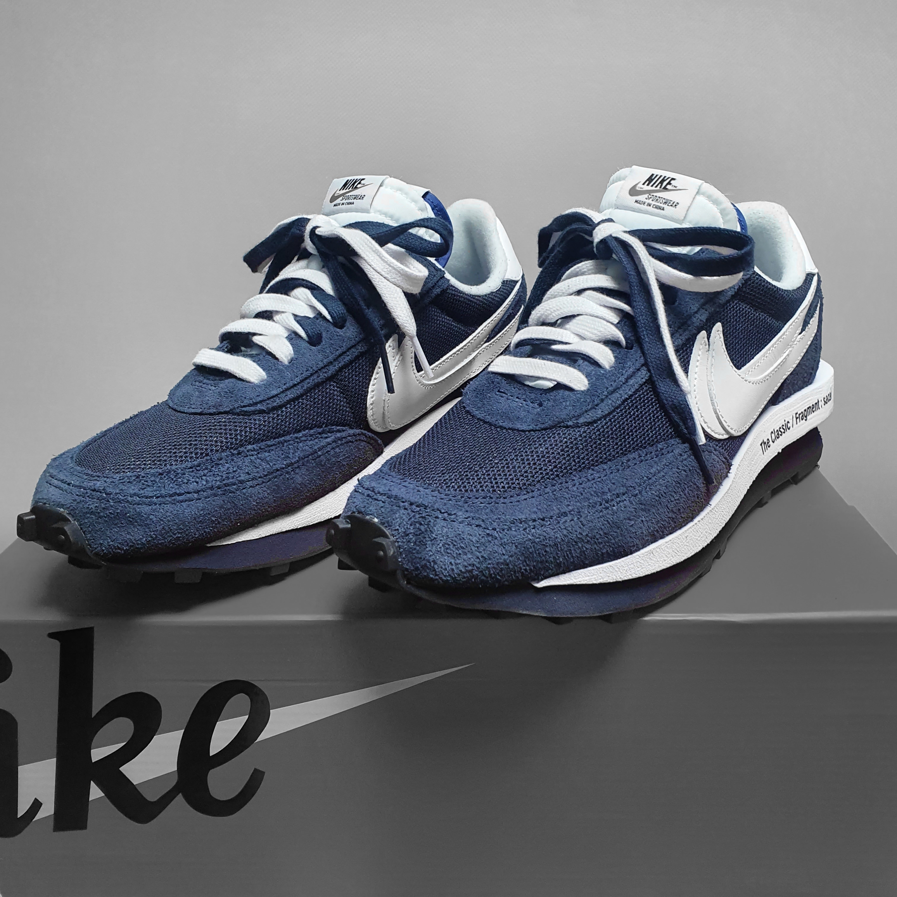 Nike x Sacai x Fragment LDWaffle Blackened Blue 착용 스타일 - 3