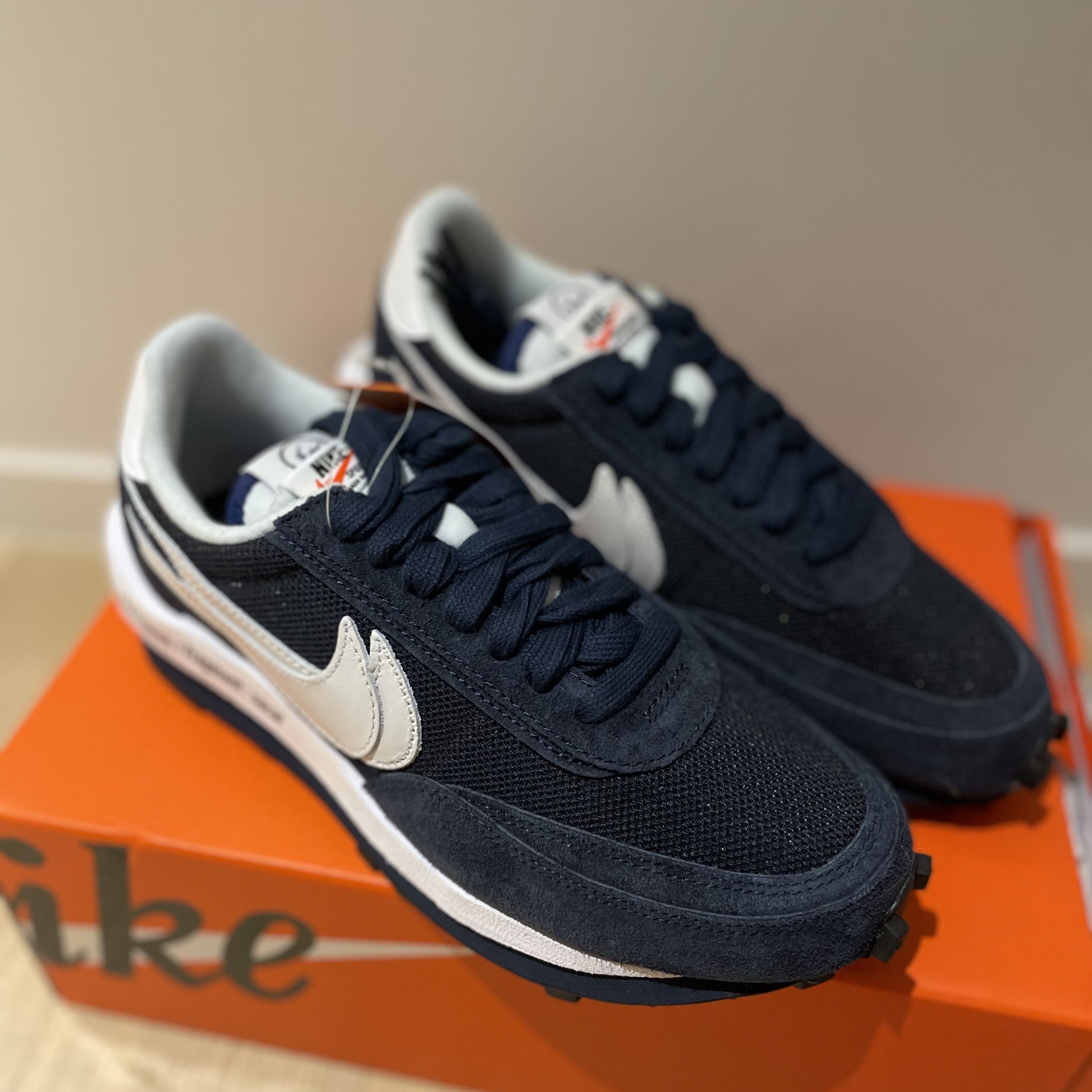 Nike x Sacai x Fragment LDWaffle Blackened Blue 착용 스타일 - 1
