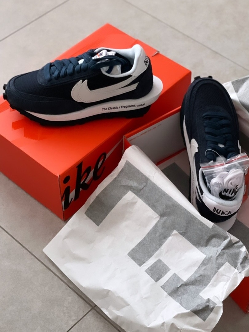 Nike x Sacai x Fragment LDWaffle Blackened Blue 착용 스타일 - 1