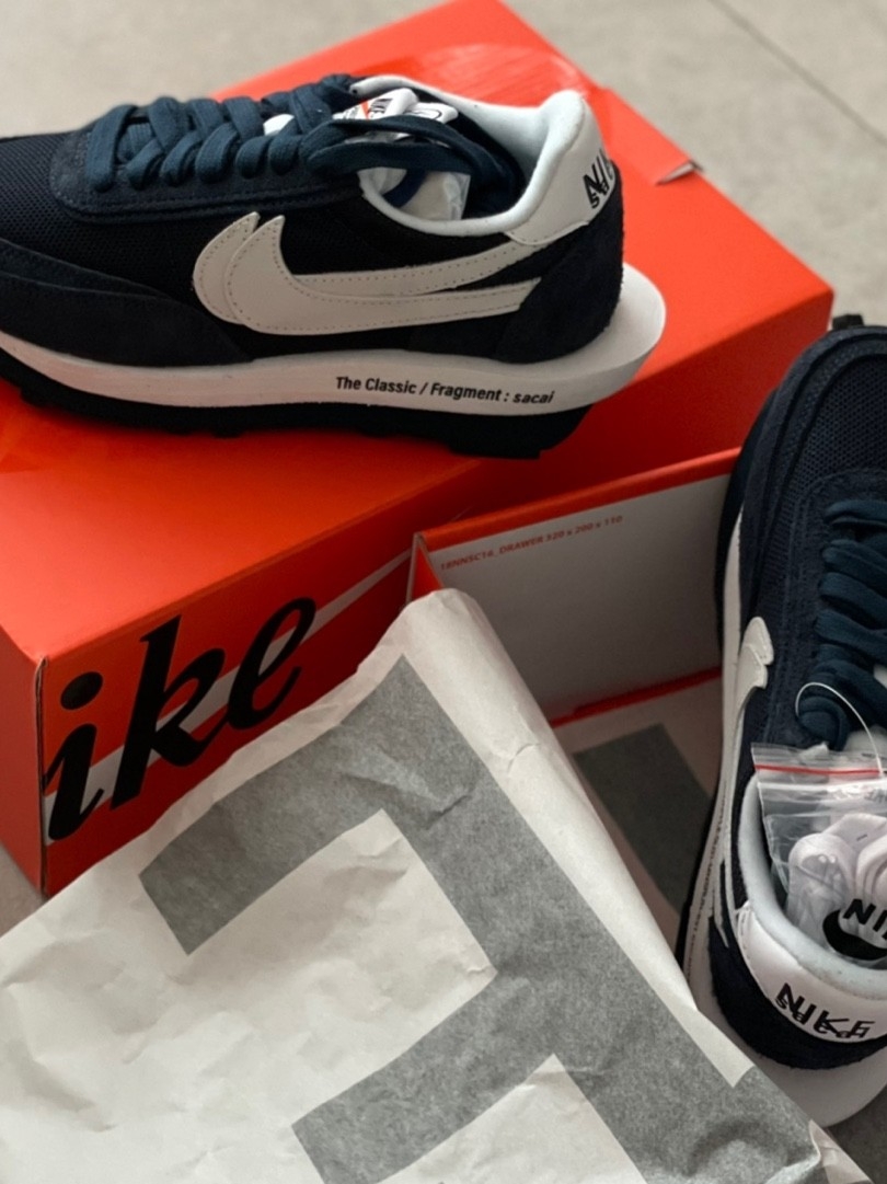 Nike x Sacai x Fragment LDWaffle Blackened Blue 착용 스타일 - 2