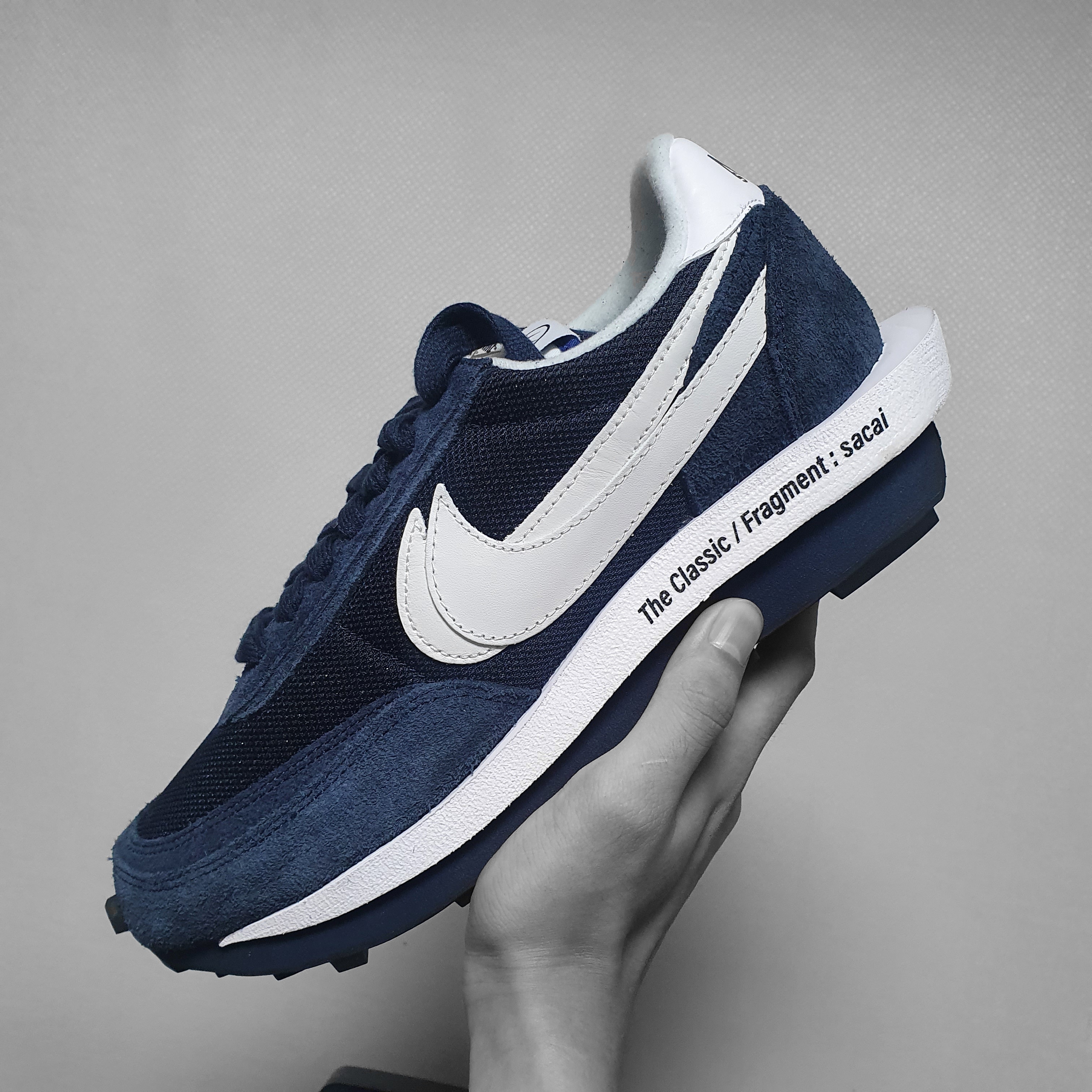 Nike x Sacai x Fragment LDWaffle Blackened Blue 착용 스타일 - 1