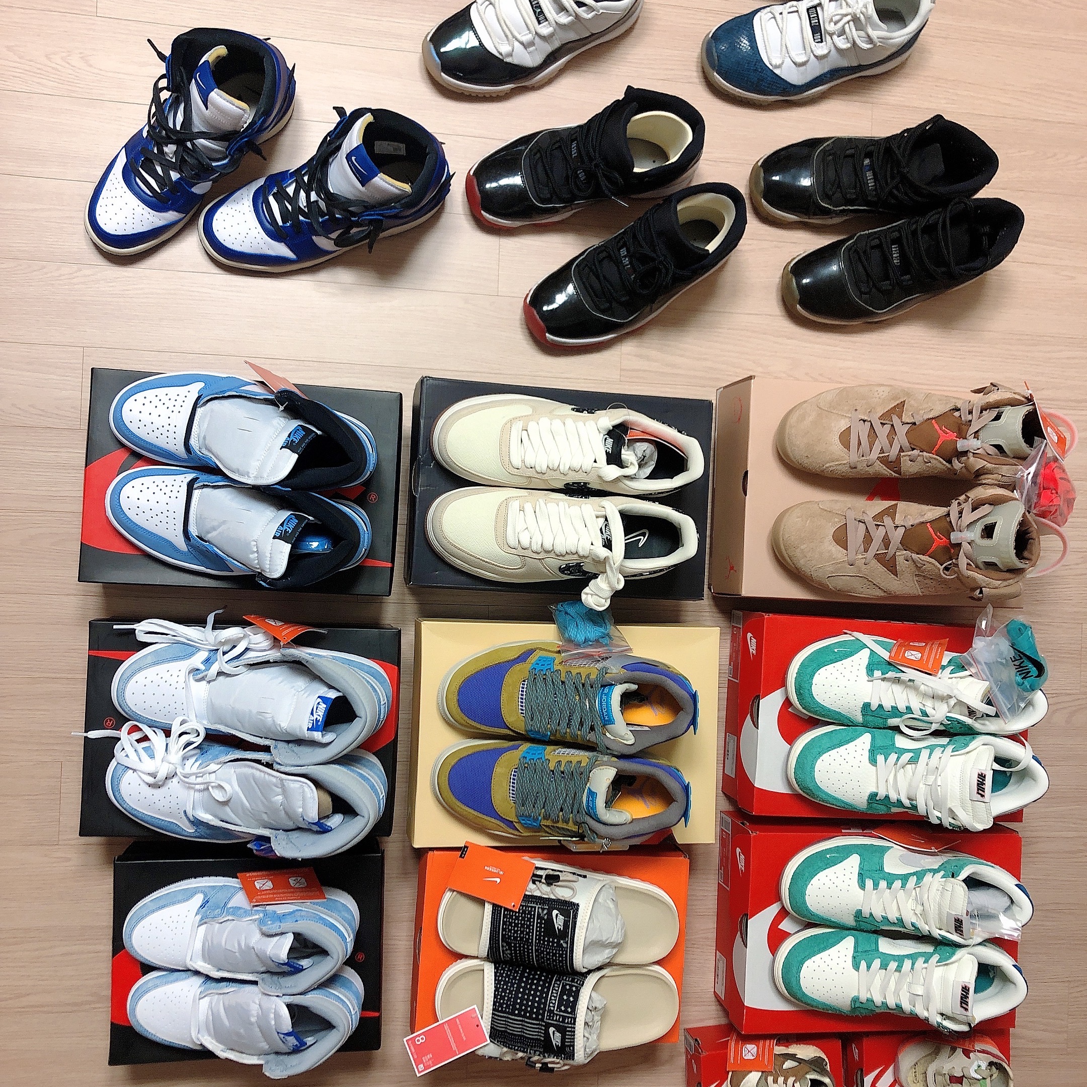 Nike x Ambush Dunk High Deep Royal Blue, Jordan 4 x Union Retro SP Desert Moss 착용 스타일 - 2