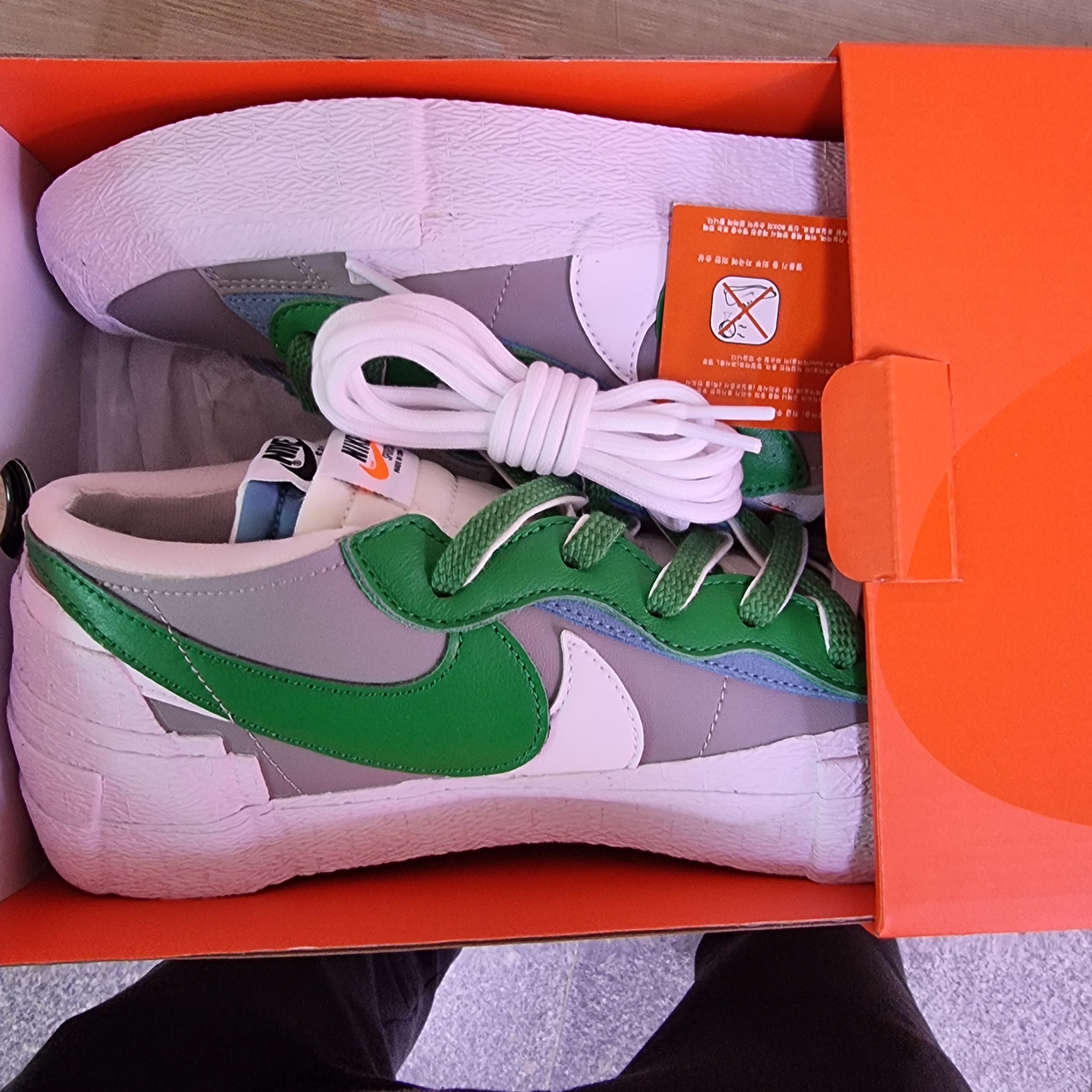 Nike x Sacai x Fragment LDWaffle Blackened Blue, Nike x Sacai Blazer Low Classic Green 착용 스타일 - 3