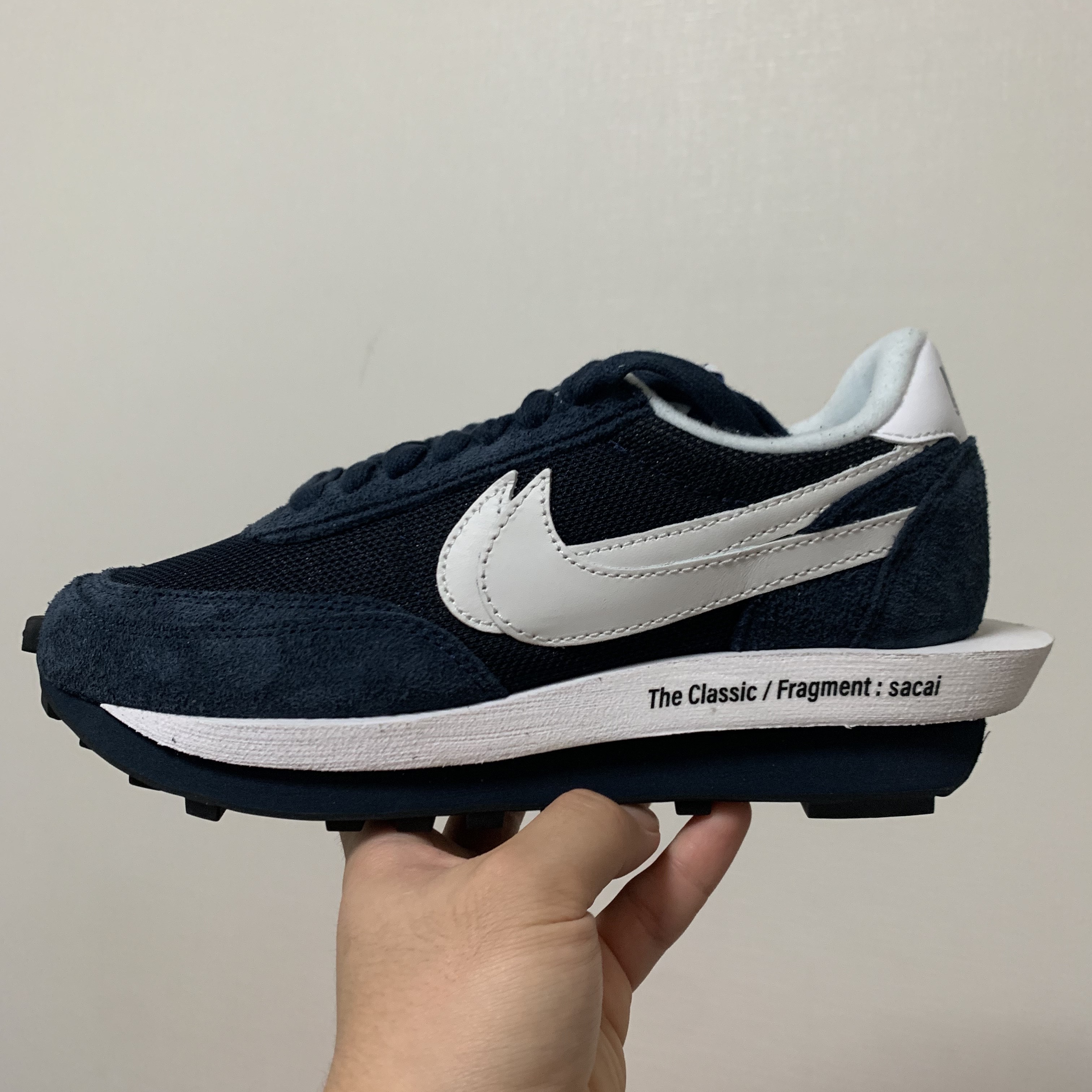 Nike x Sacai x Fragment LDWaffle Blackened Blue 착용 스타일 - 2