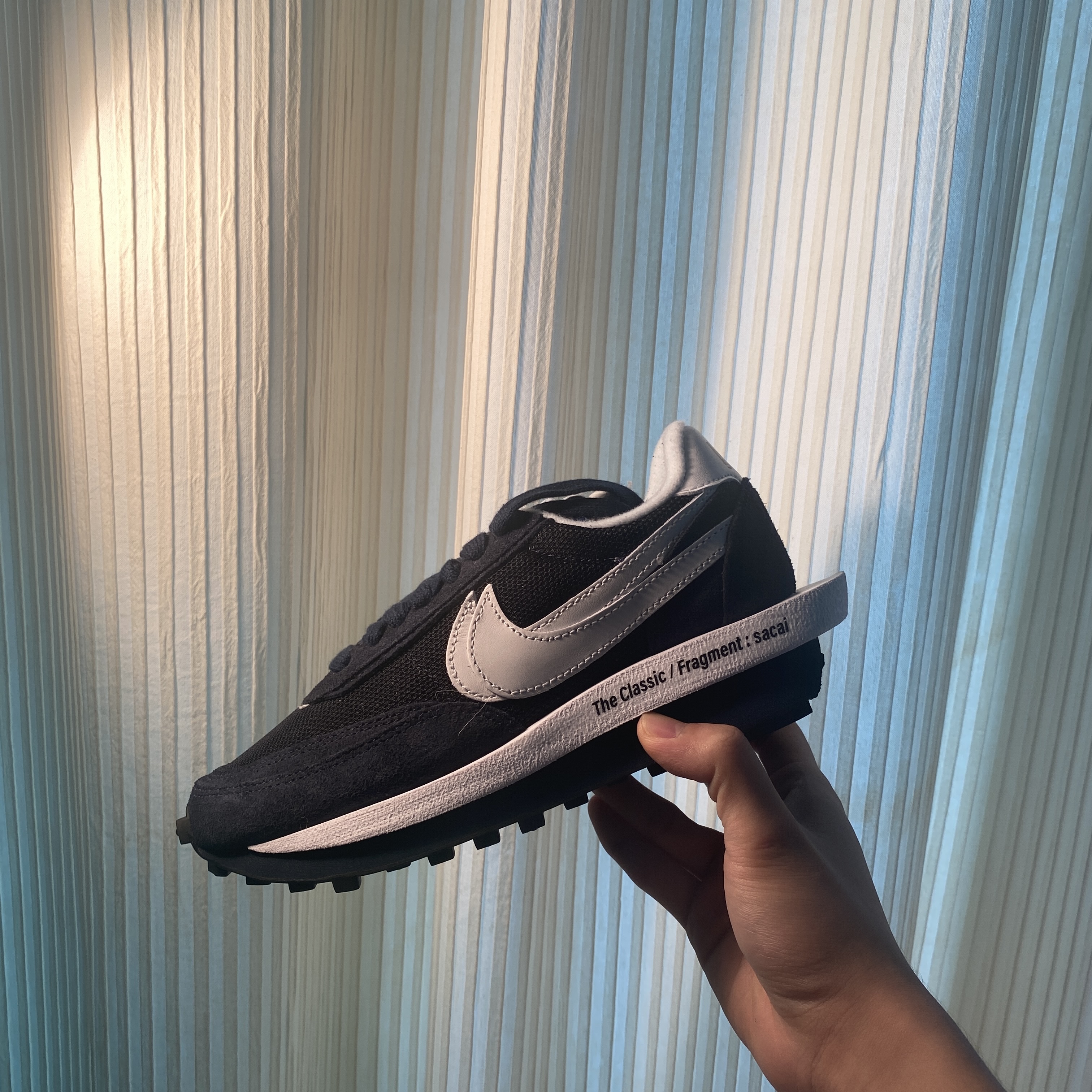 Nike x Sacai x Fragment LDWaffle Blackened Blue 착용 스타일