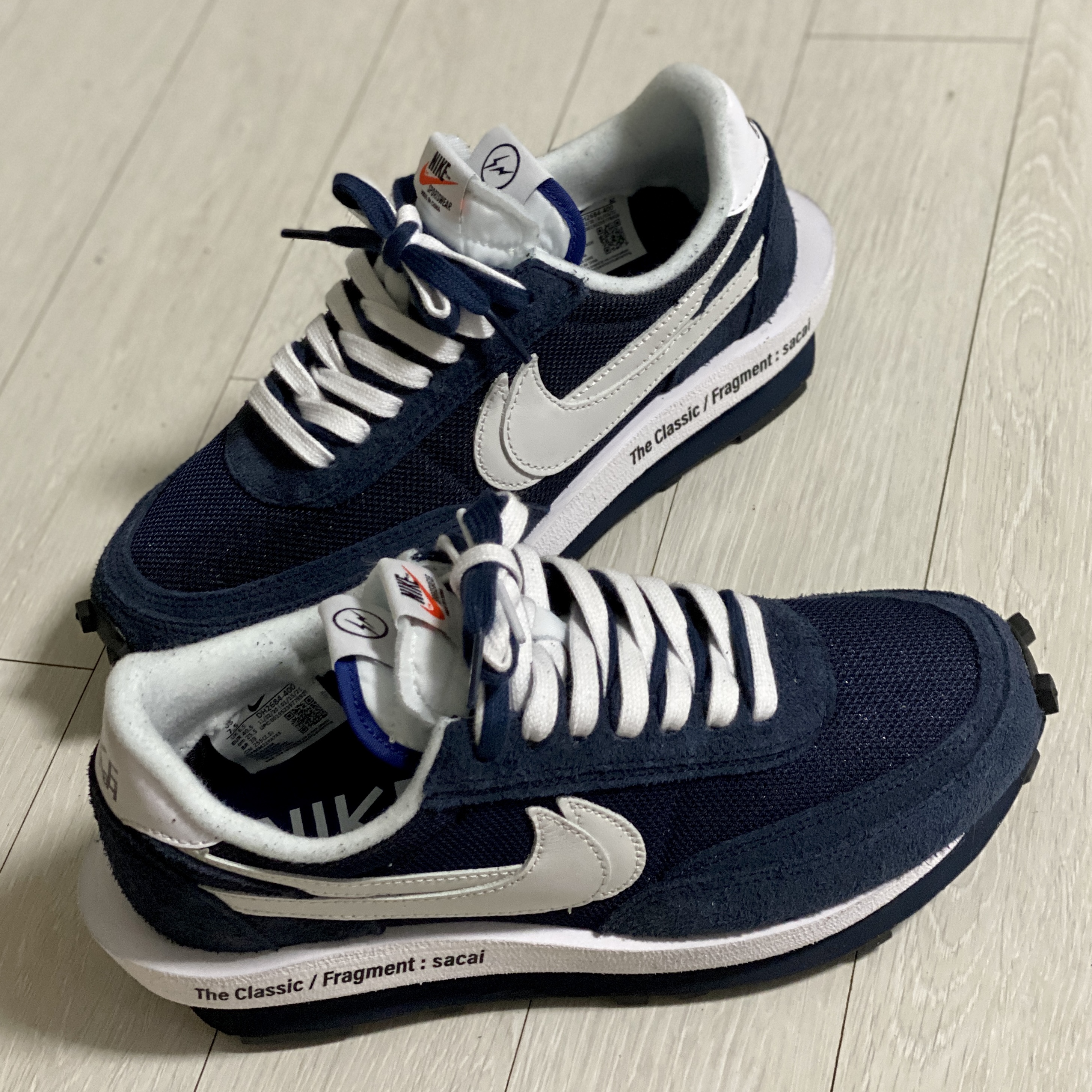 Nike x Sacai x Fragment LDWaffle Blackened Blue 착용 스타일 - 3