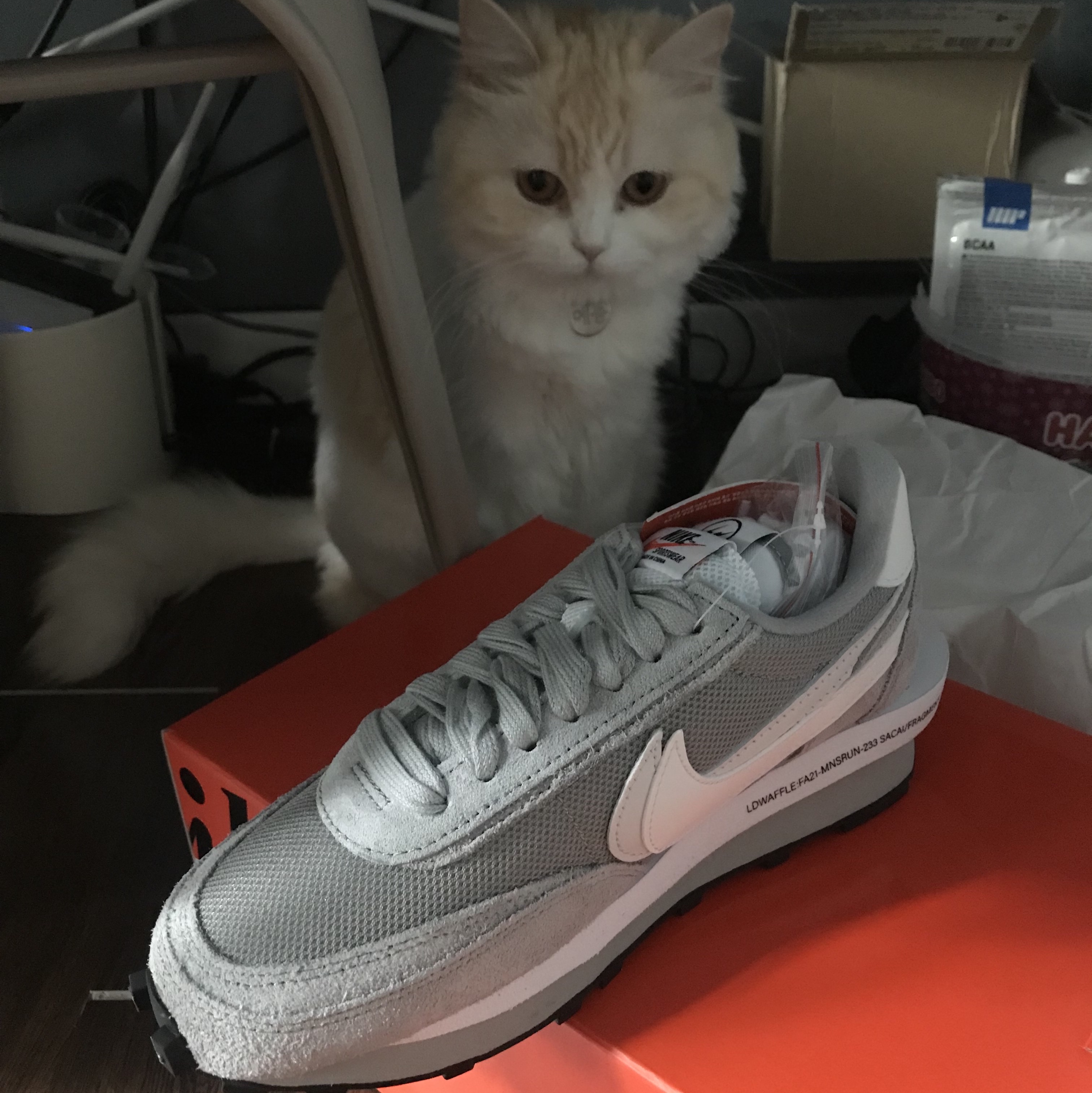 Nike x Sacai x Fragment LDWaffle Light Smoke Grey 착용 스타일 - 1