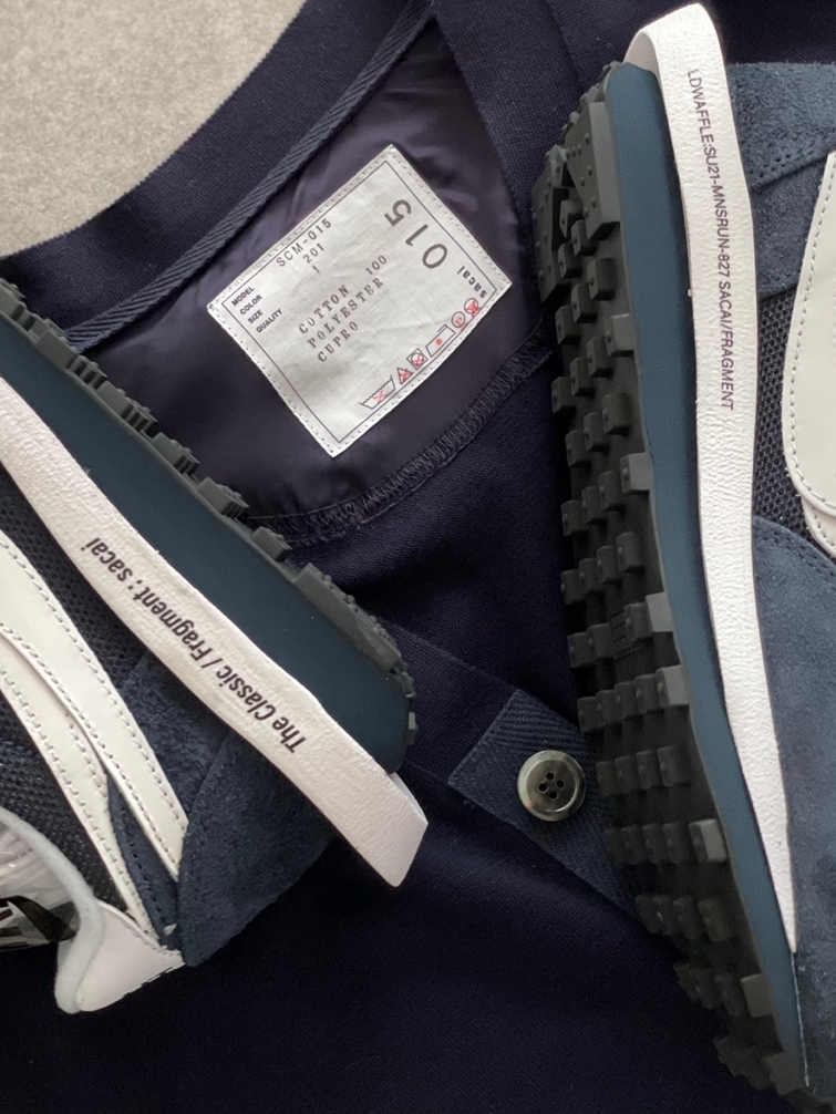 Nike x Sacai x Fragment LDWaffle Blackened Blue 착용 스타일 - 3