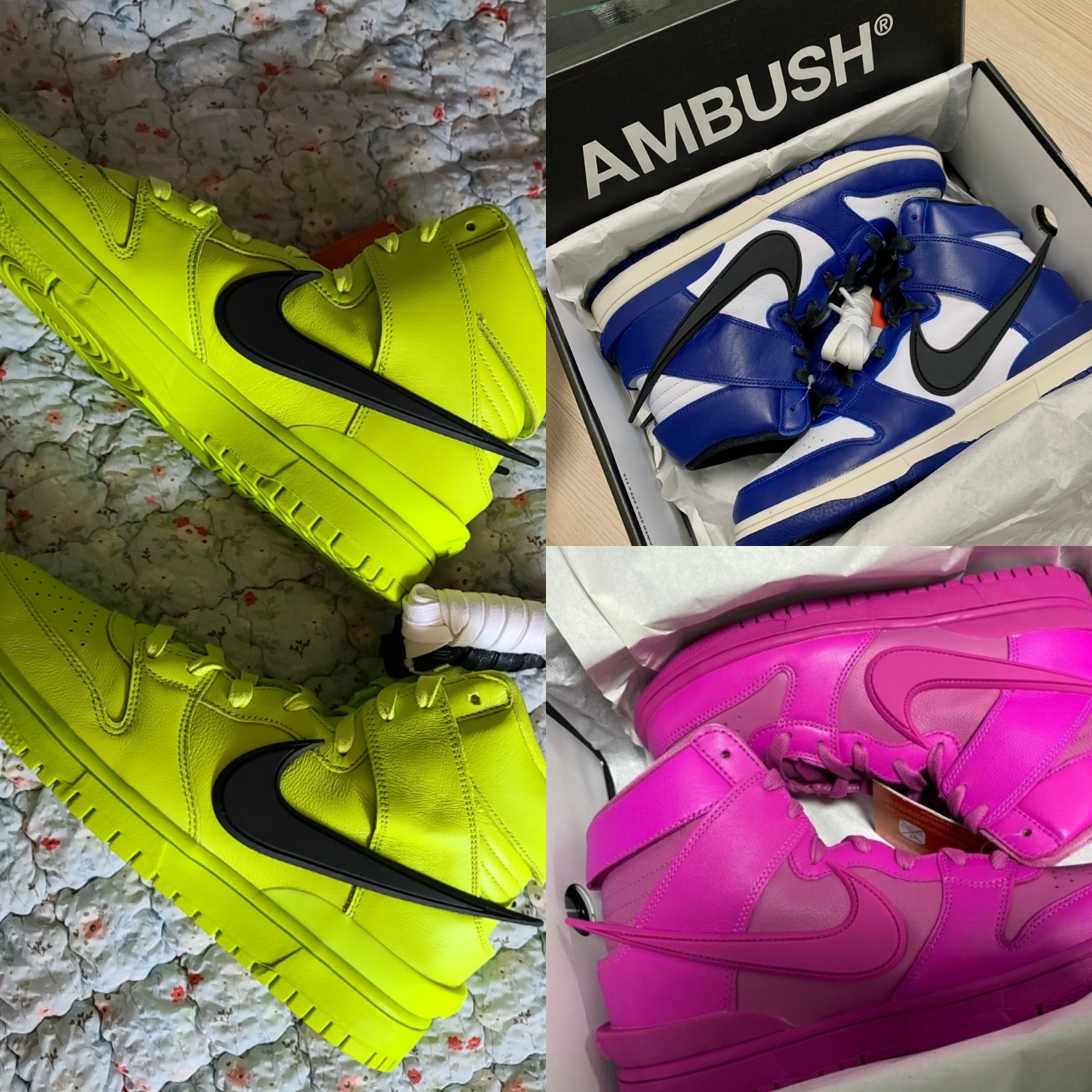 Nike x Ambush Dunk High Deep Royal Blue, Nike x Ambush Dunk High Cosmic Fuchsia 착용 스타일
