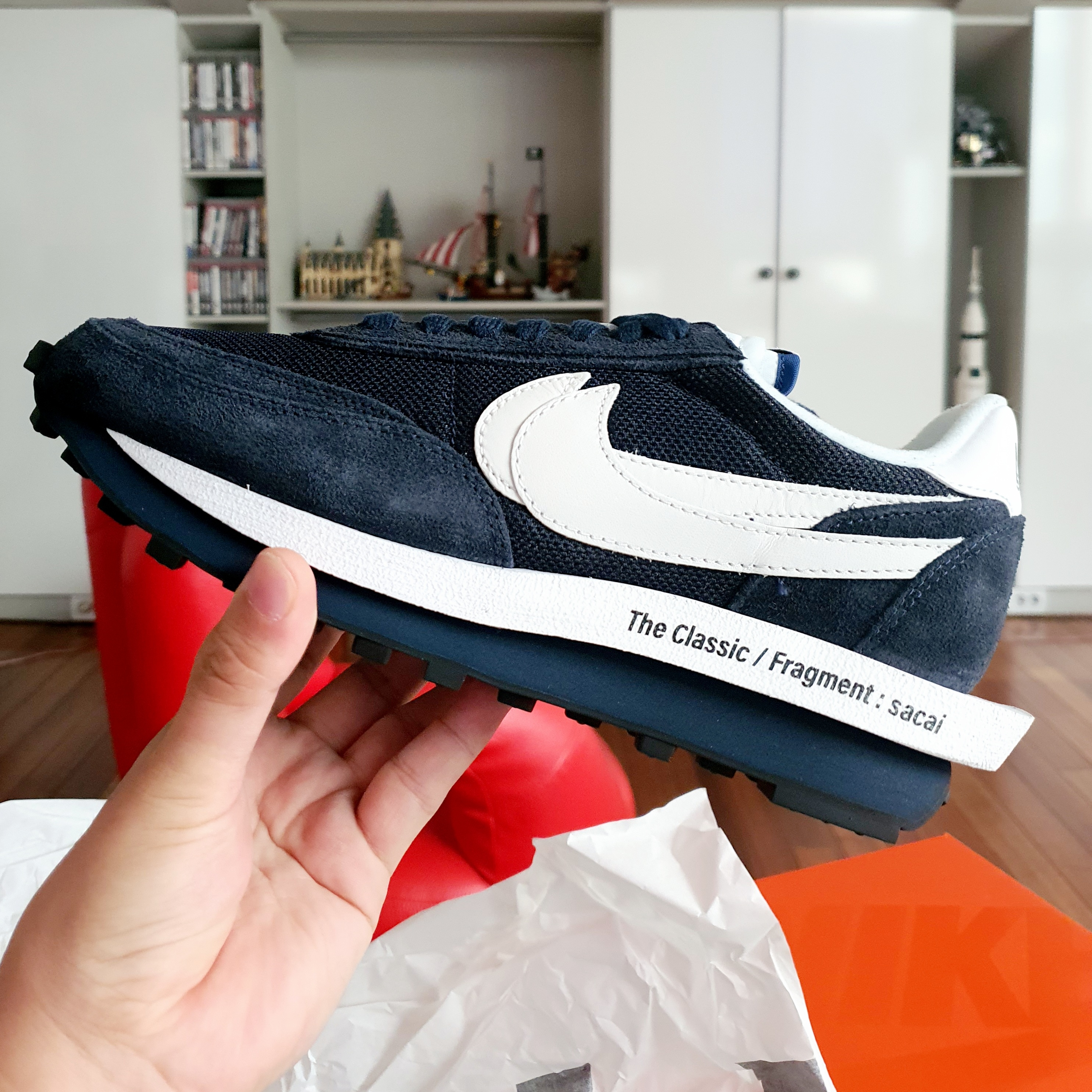 Nike x Sacai x Fragment LDWaffle Blackened Blue 착용 스타일 - 1