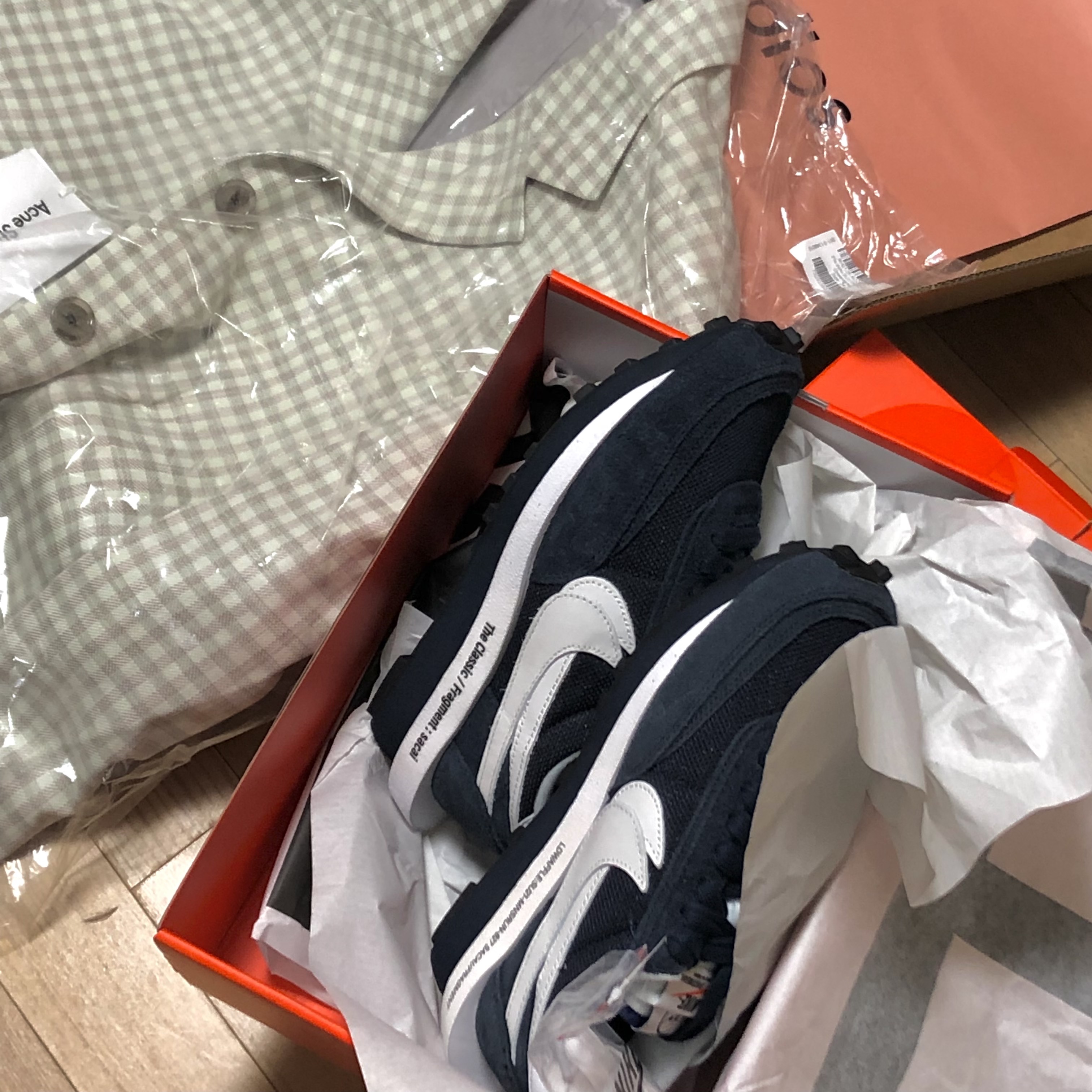 Nike x Sacai x Fragment LDWaffle Blackened Blue, Nike x Sacai LDWaffle Blue Multi 착용 스타일 - 2